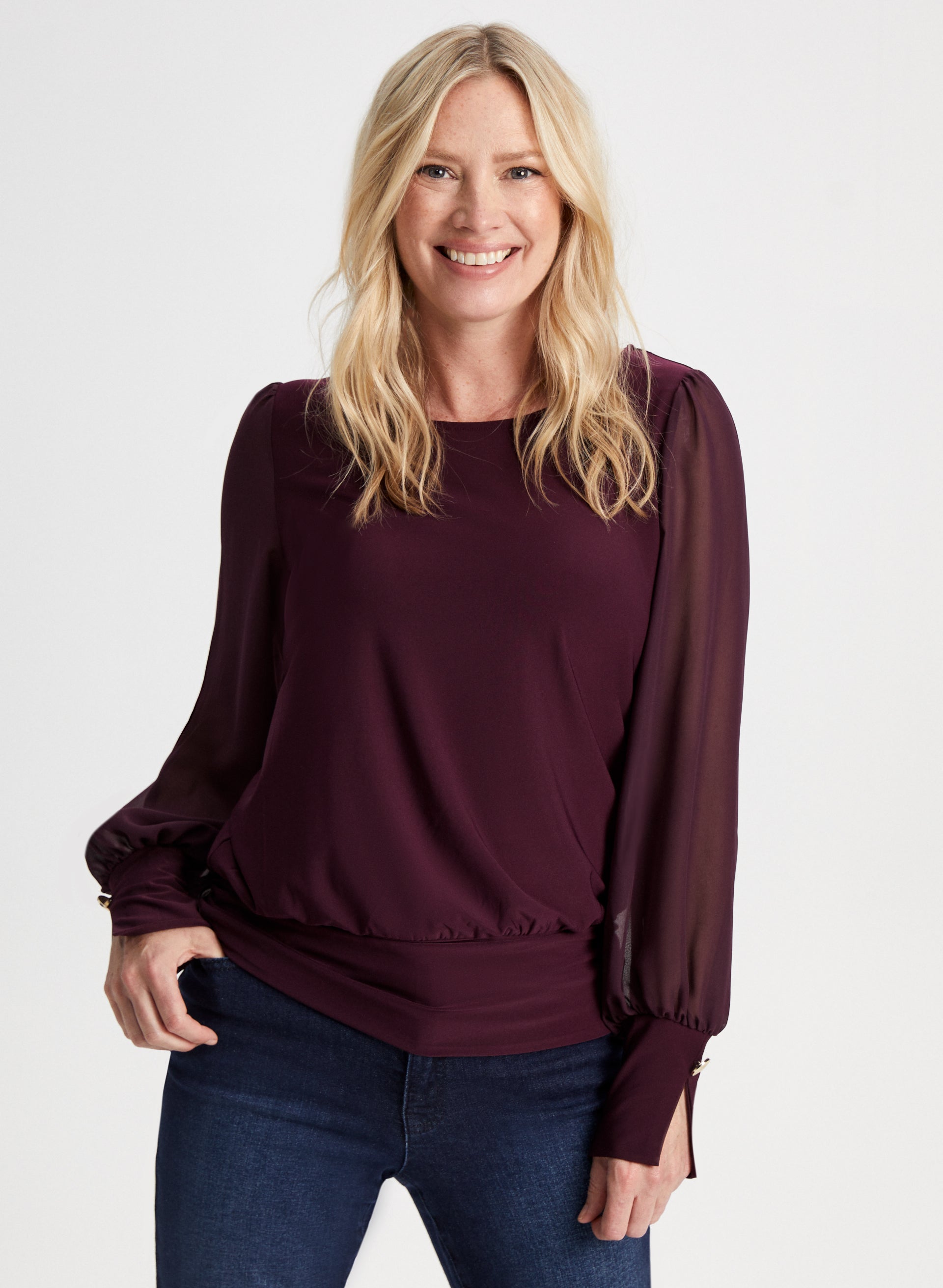 Boat Neck Long Sleeve Top