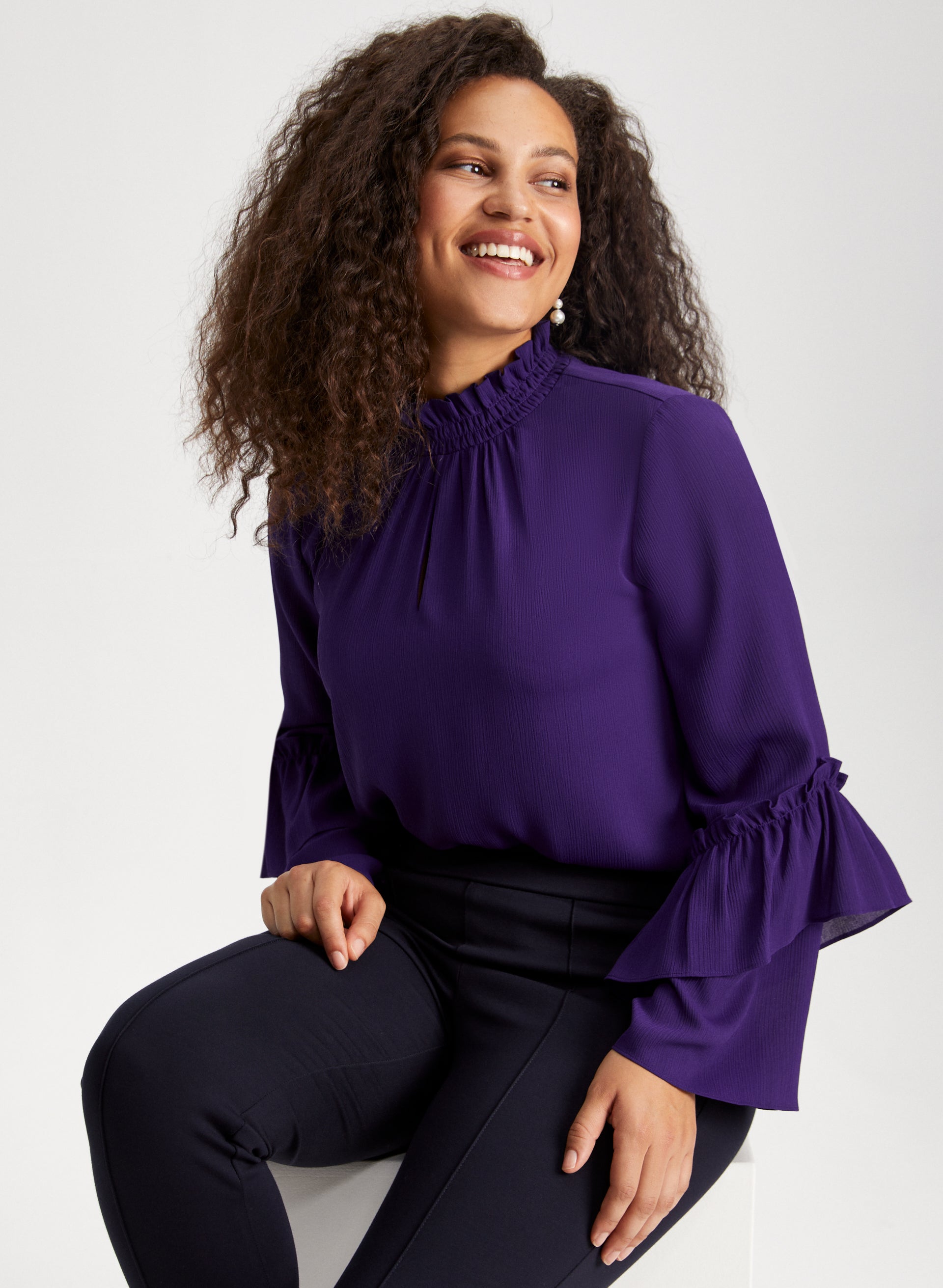 Smock top neck top