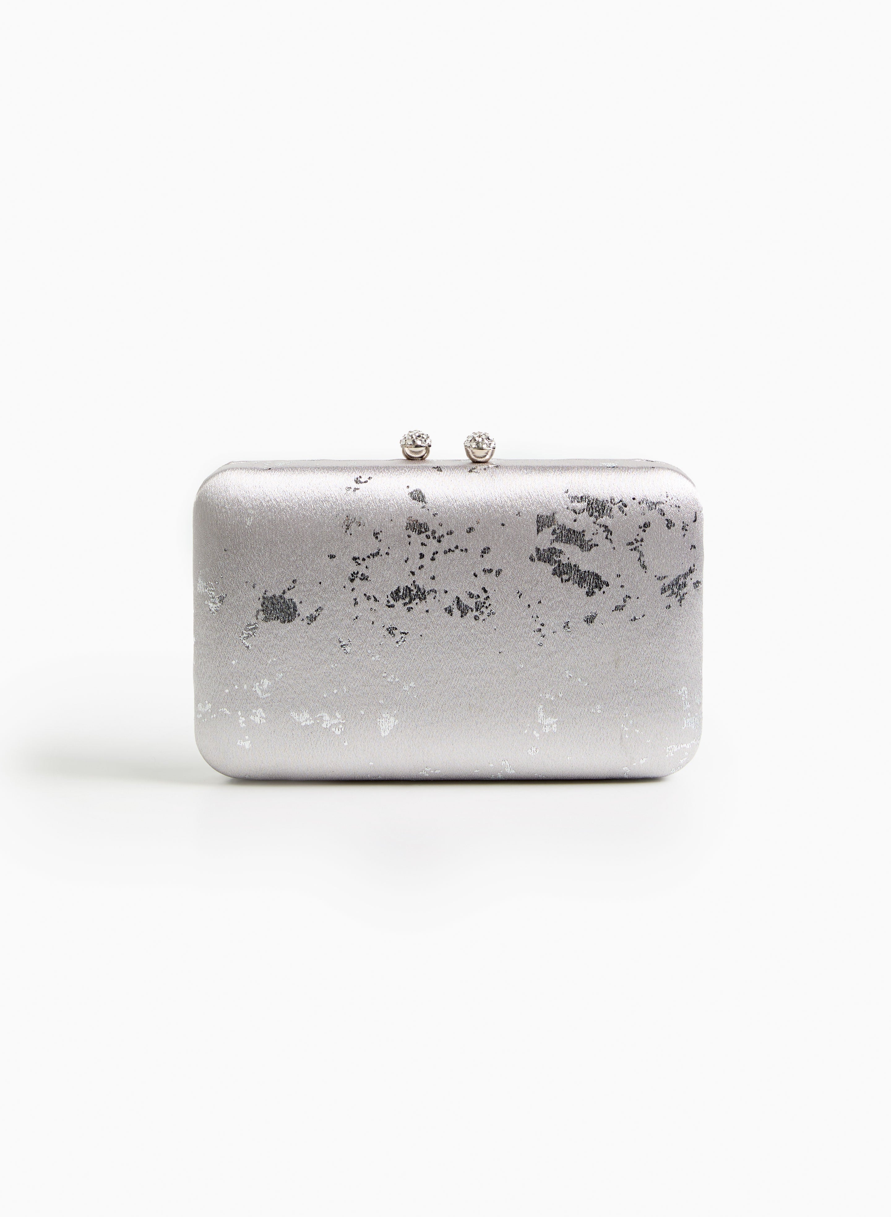 Accessories Women s Textile Marbled Metallic Clutch in Silver Size 0