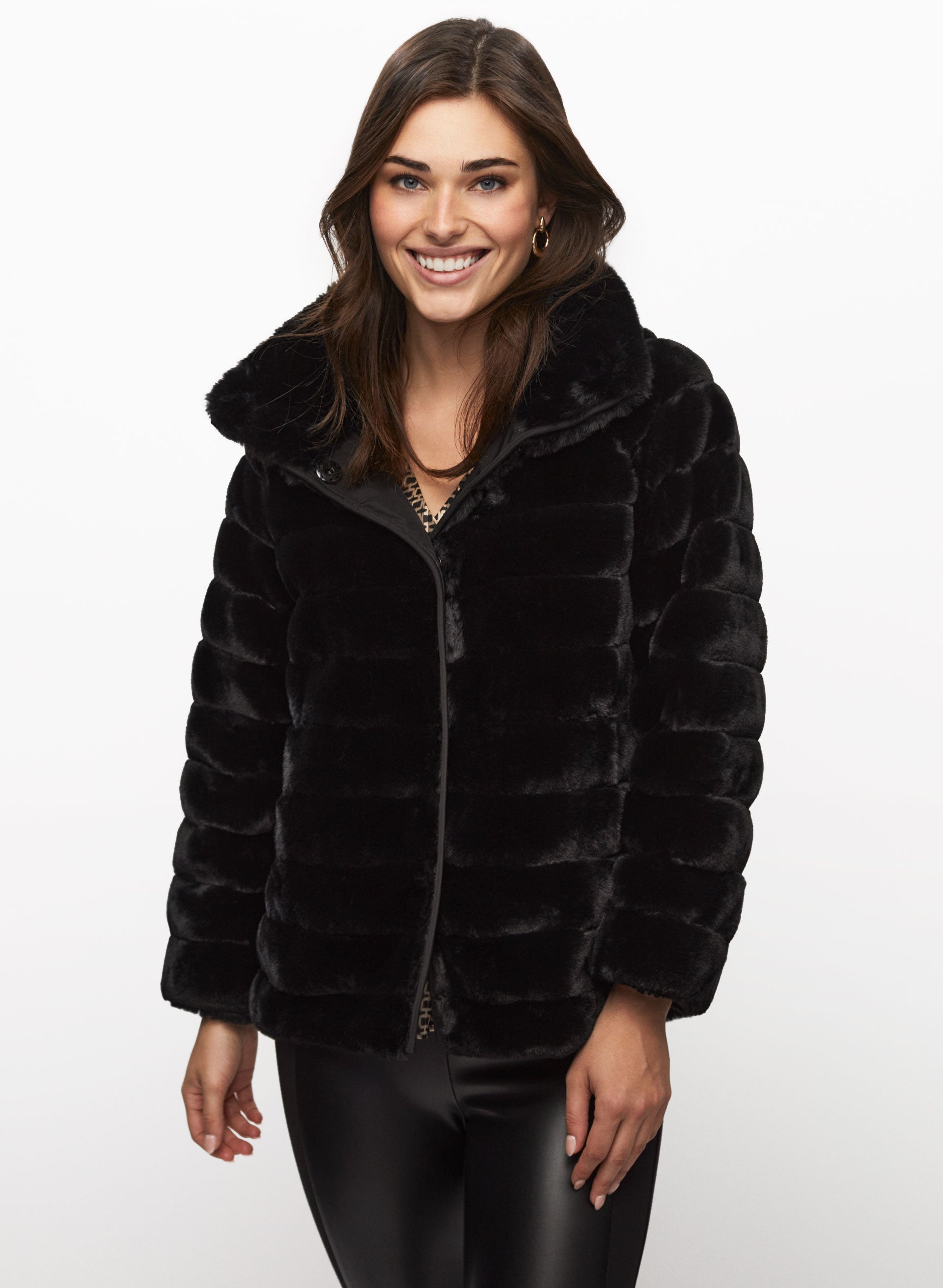 Reversible Faux Shearling Dress Coat