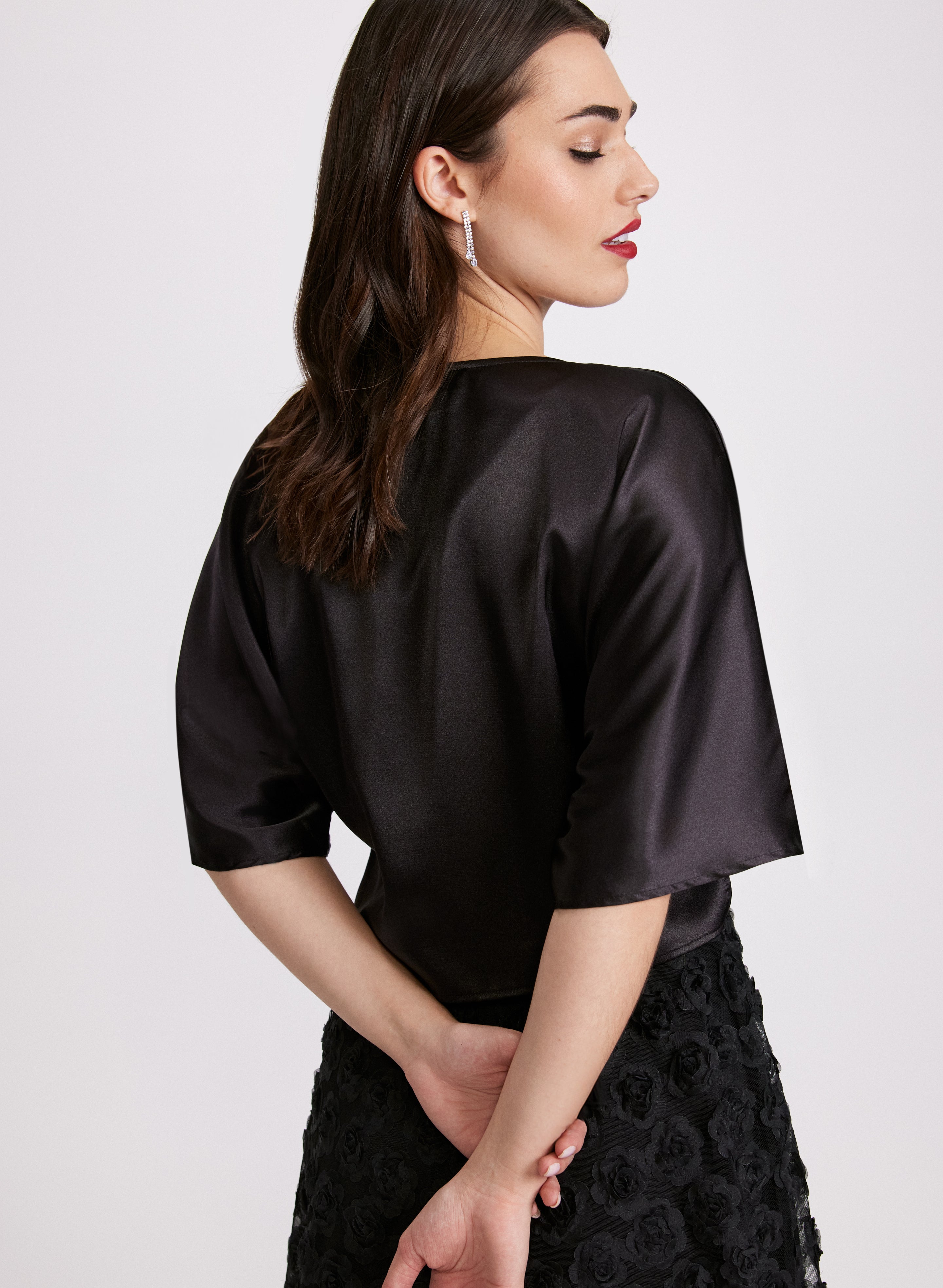 black satin tie top