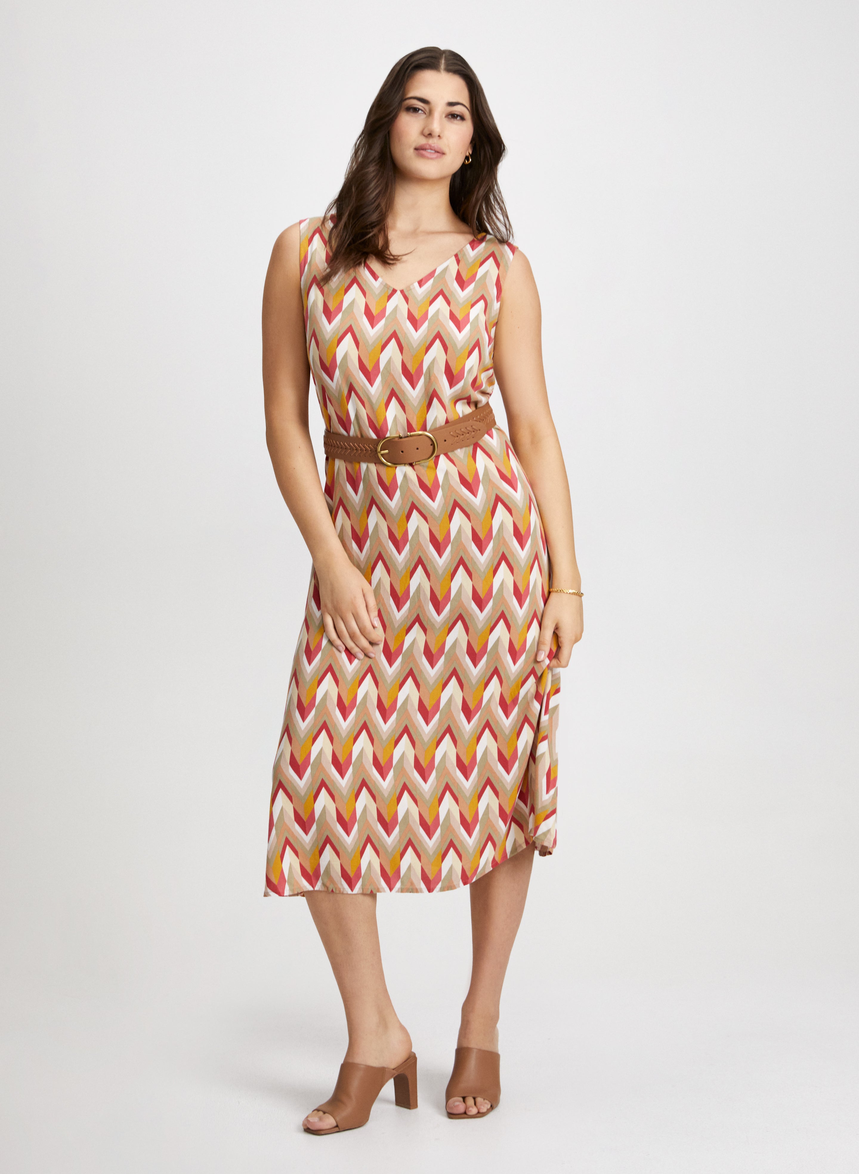 Geometric Print Sleeveless Dress
