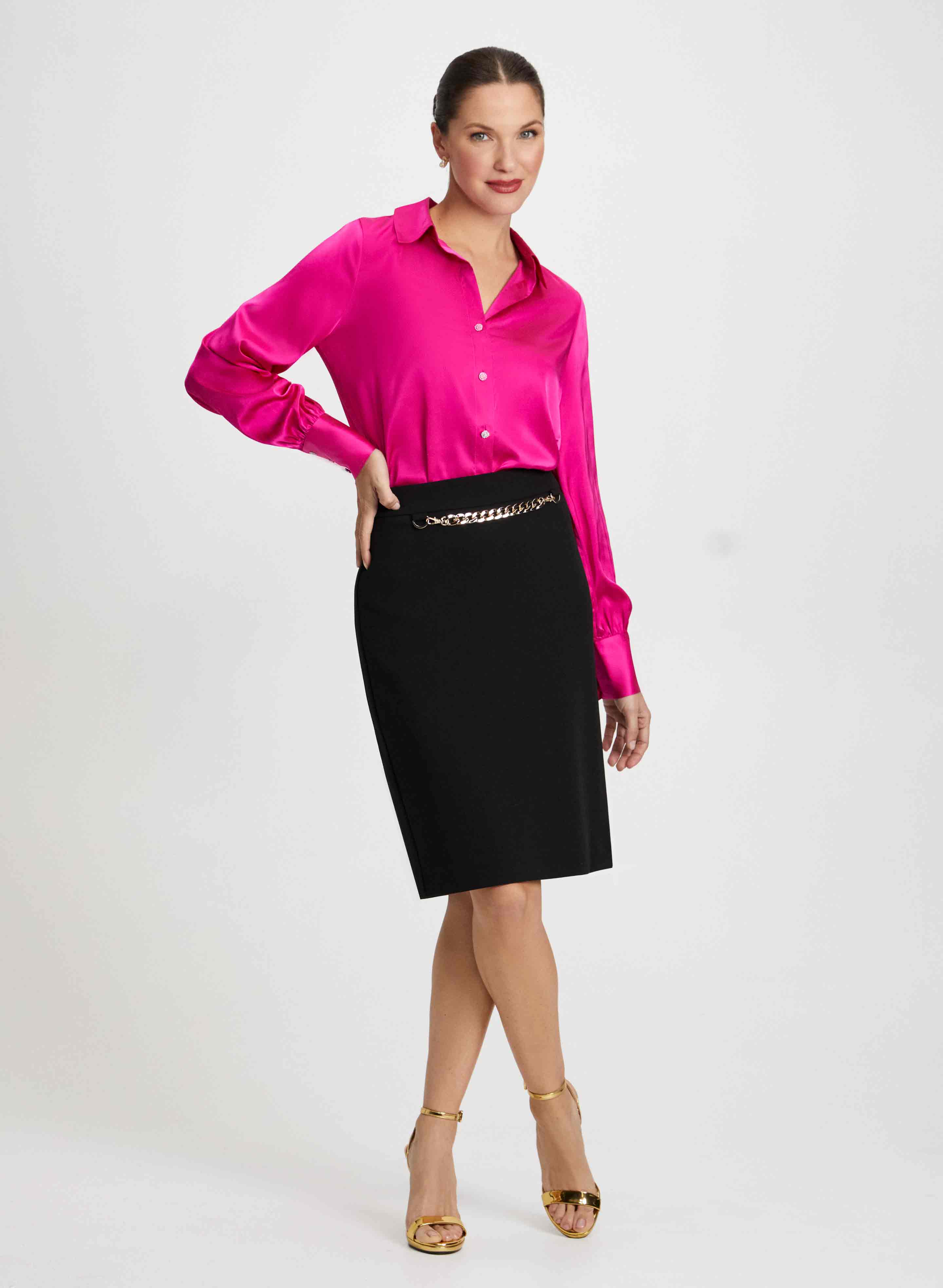 Blouse with pencil skirt top