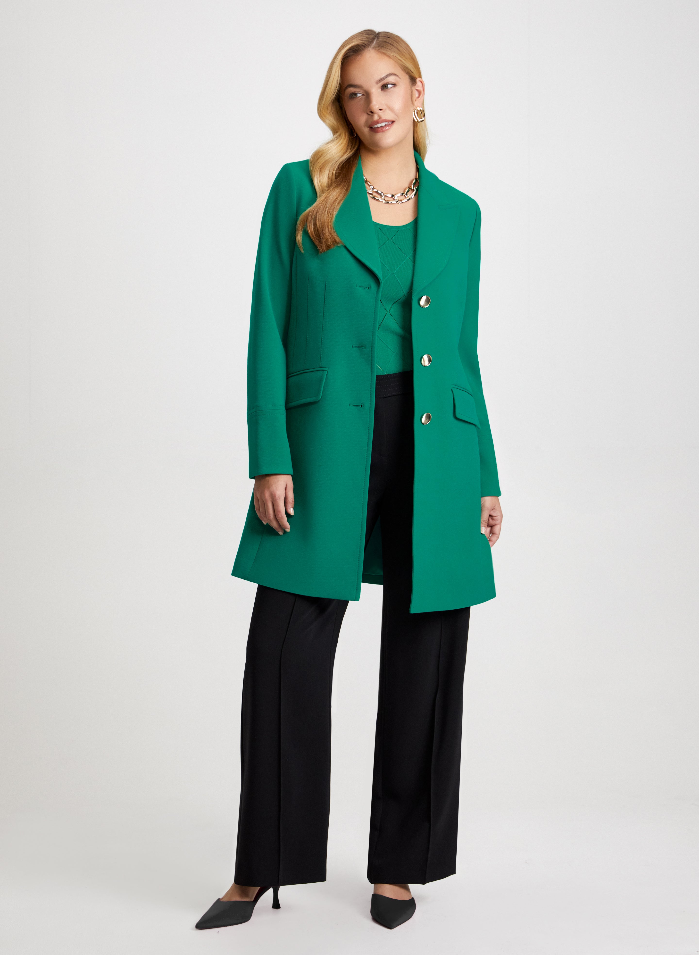 Button Front Tricotine Coat Button Front Tricotine Coat