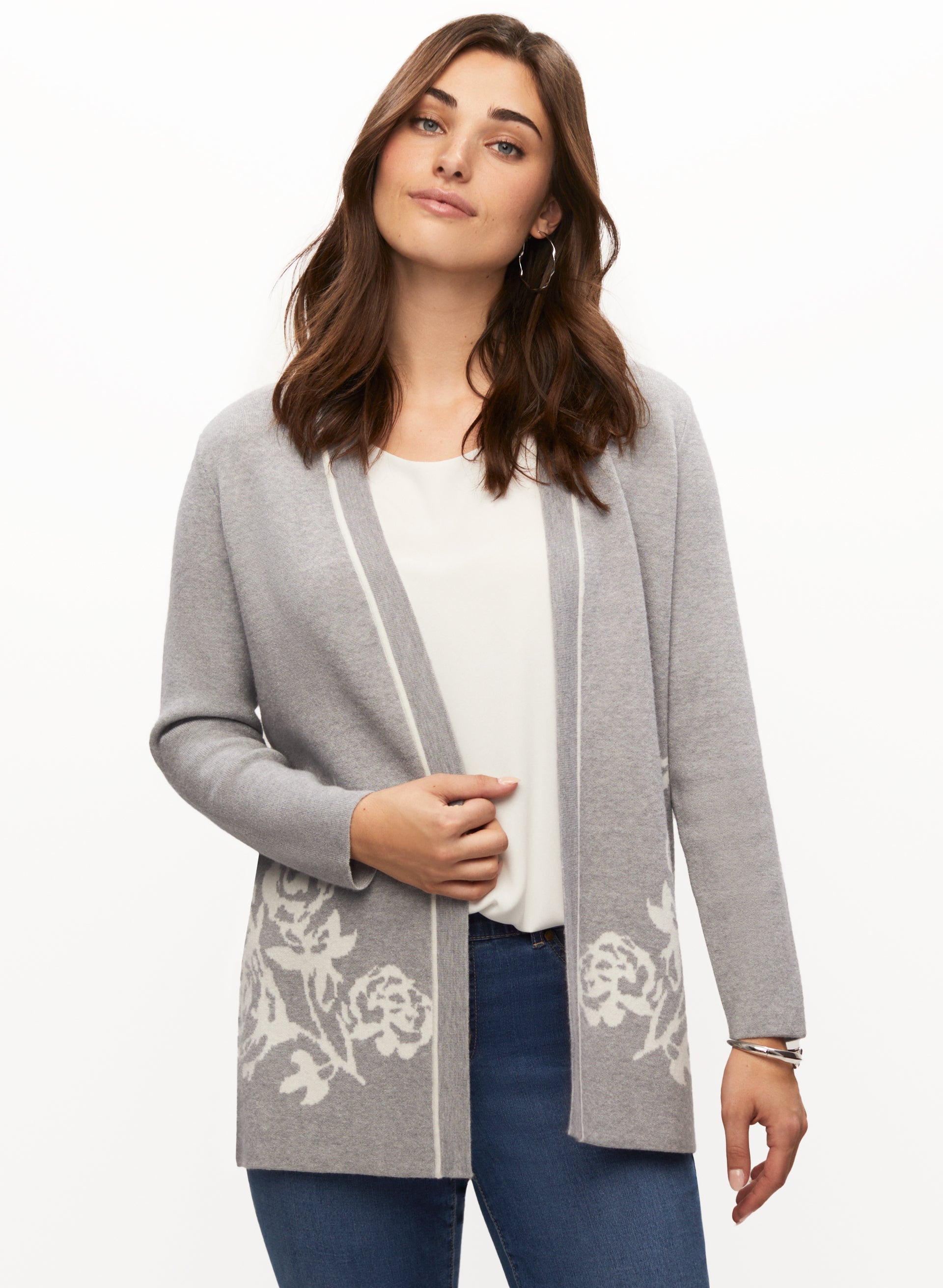 Floral open cardigan shop