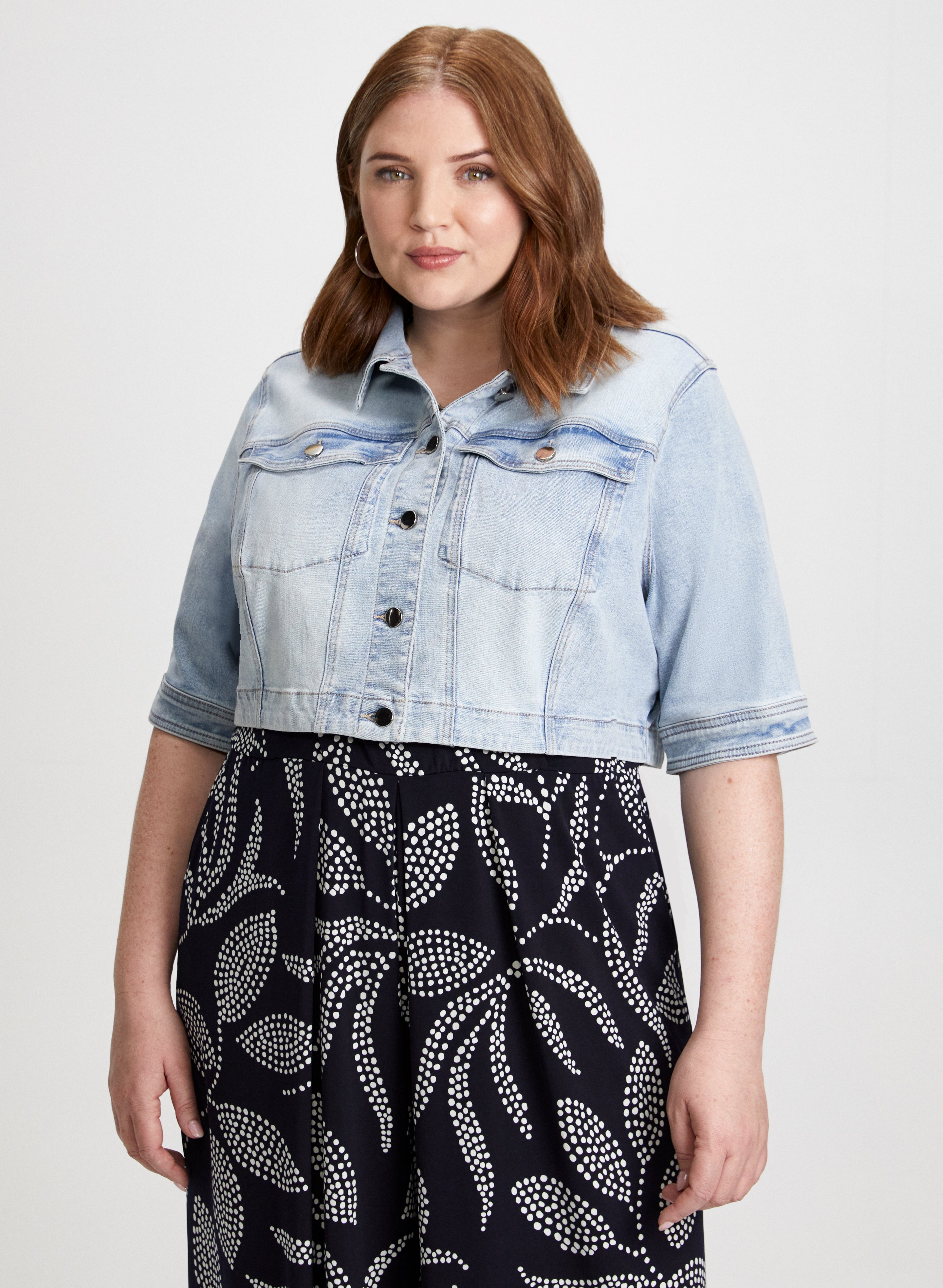 Blue denim jacket cropped clearance