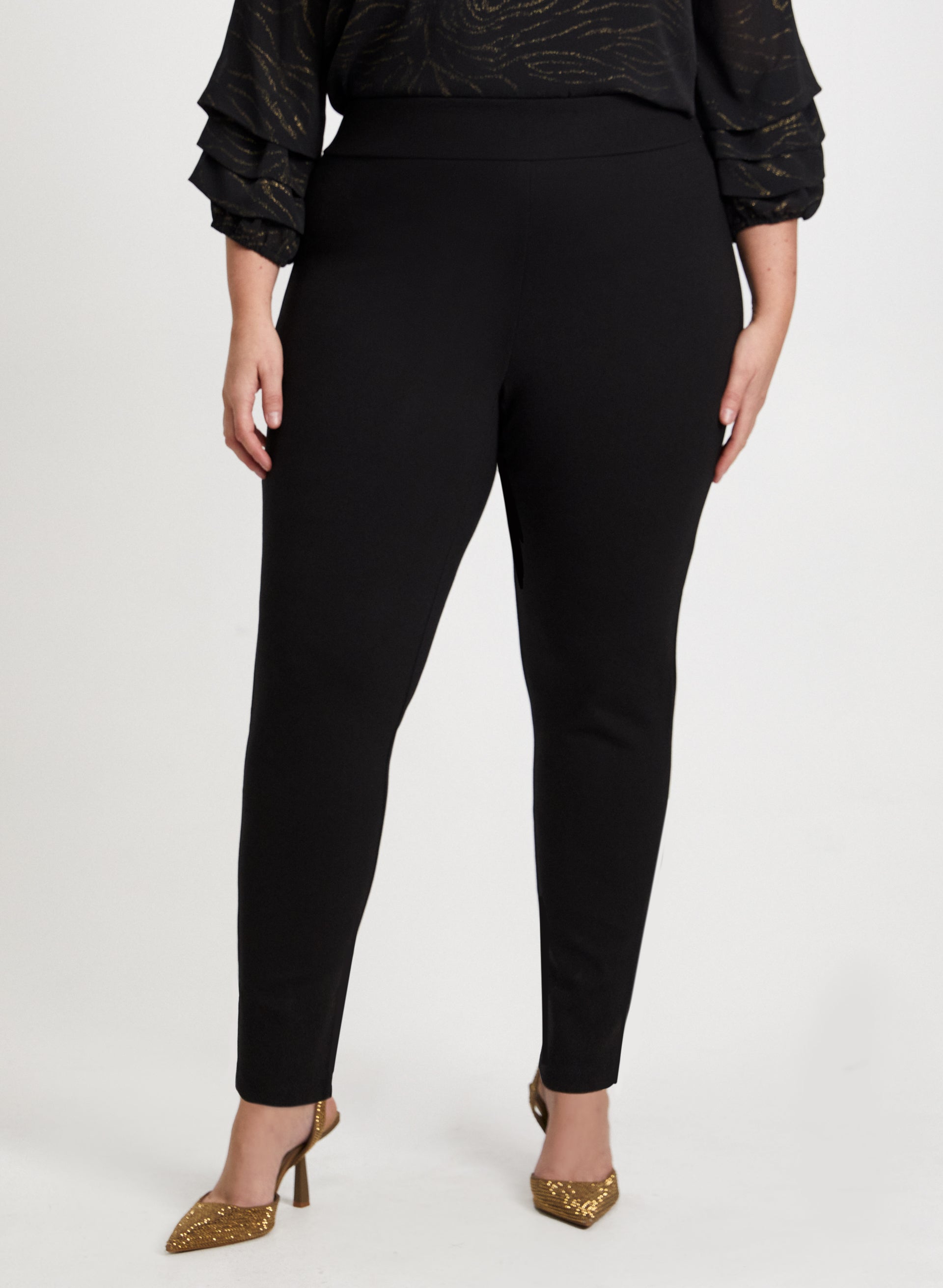 Laura Plus Women s Rayon Nylon Spandex Bow Detail Slim Leg Pants in Black Size 22