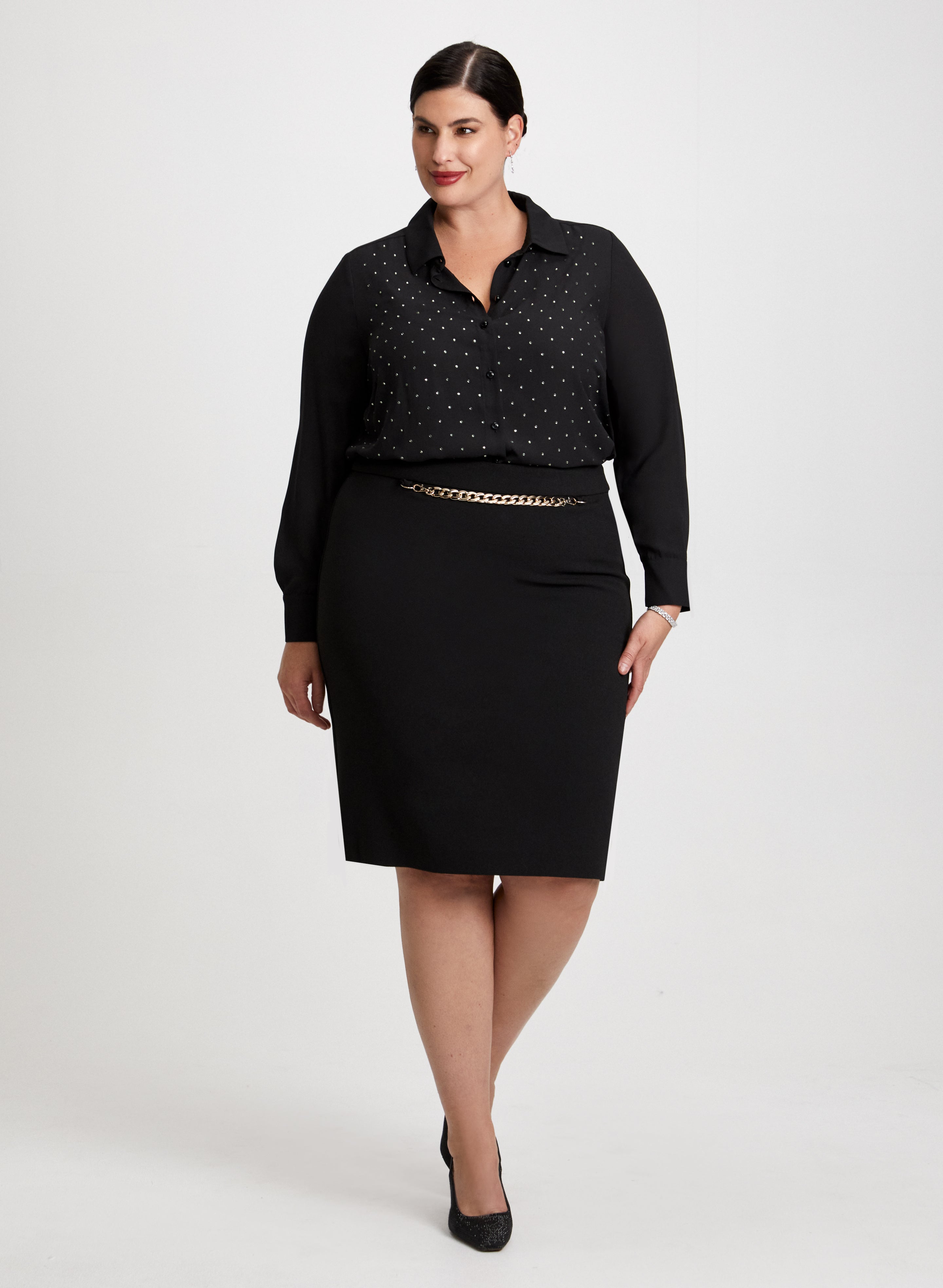 Formal pencil skirt and shirt shop