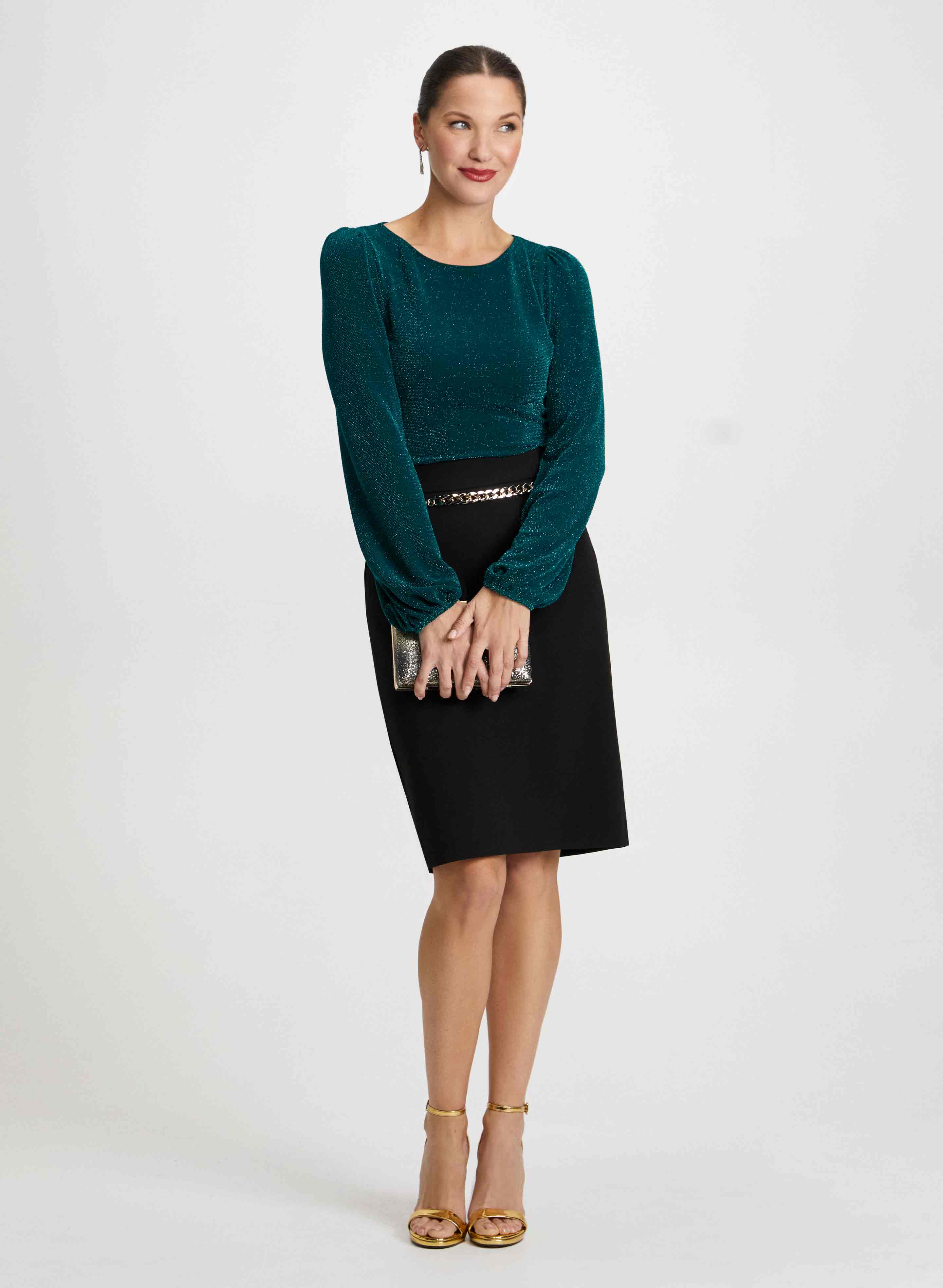 Glitter Top Chain Link Pencil Skirt