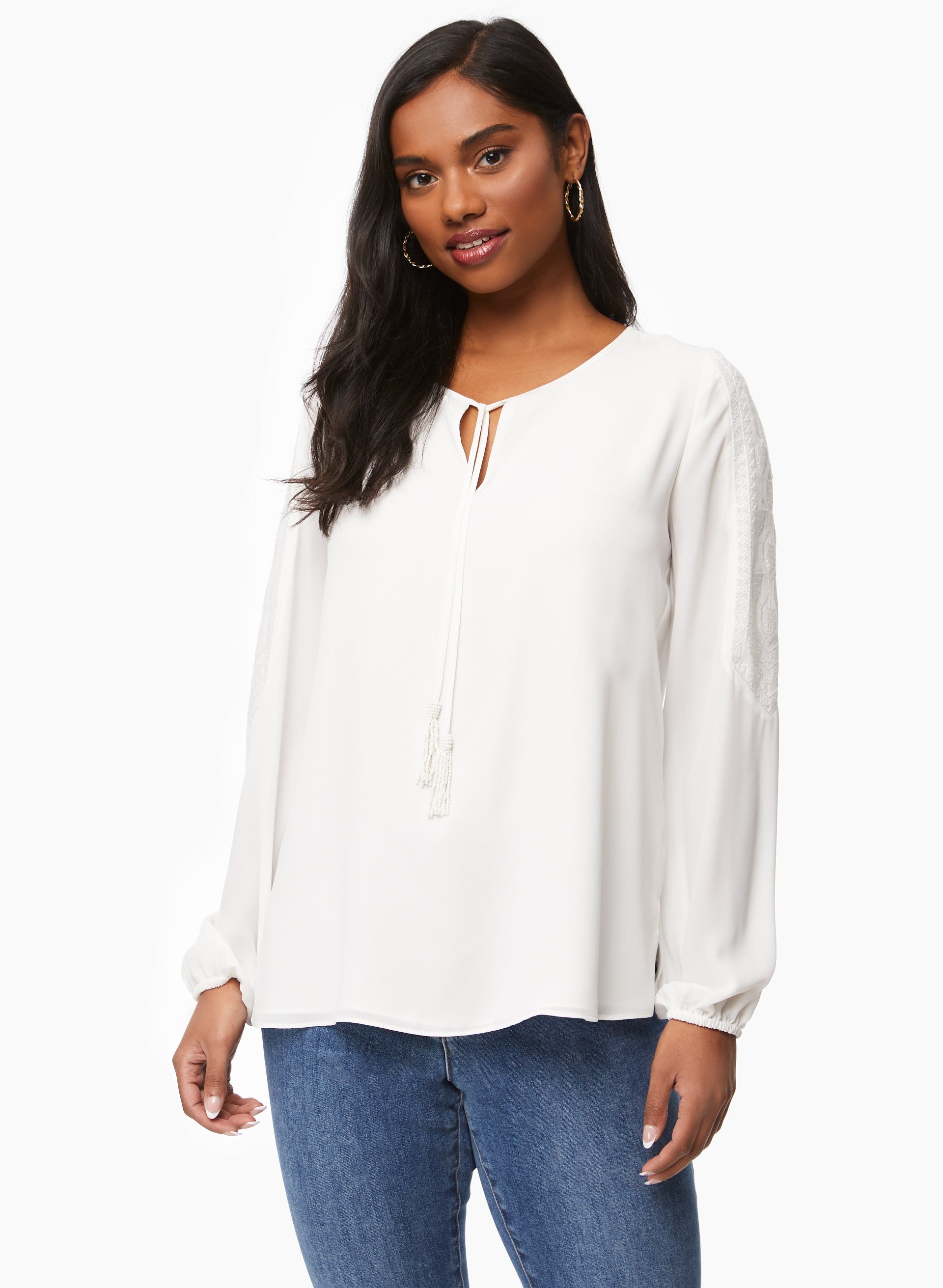 Embroidered Puff Sleeve Blouse