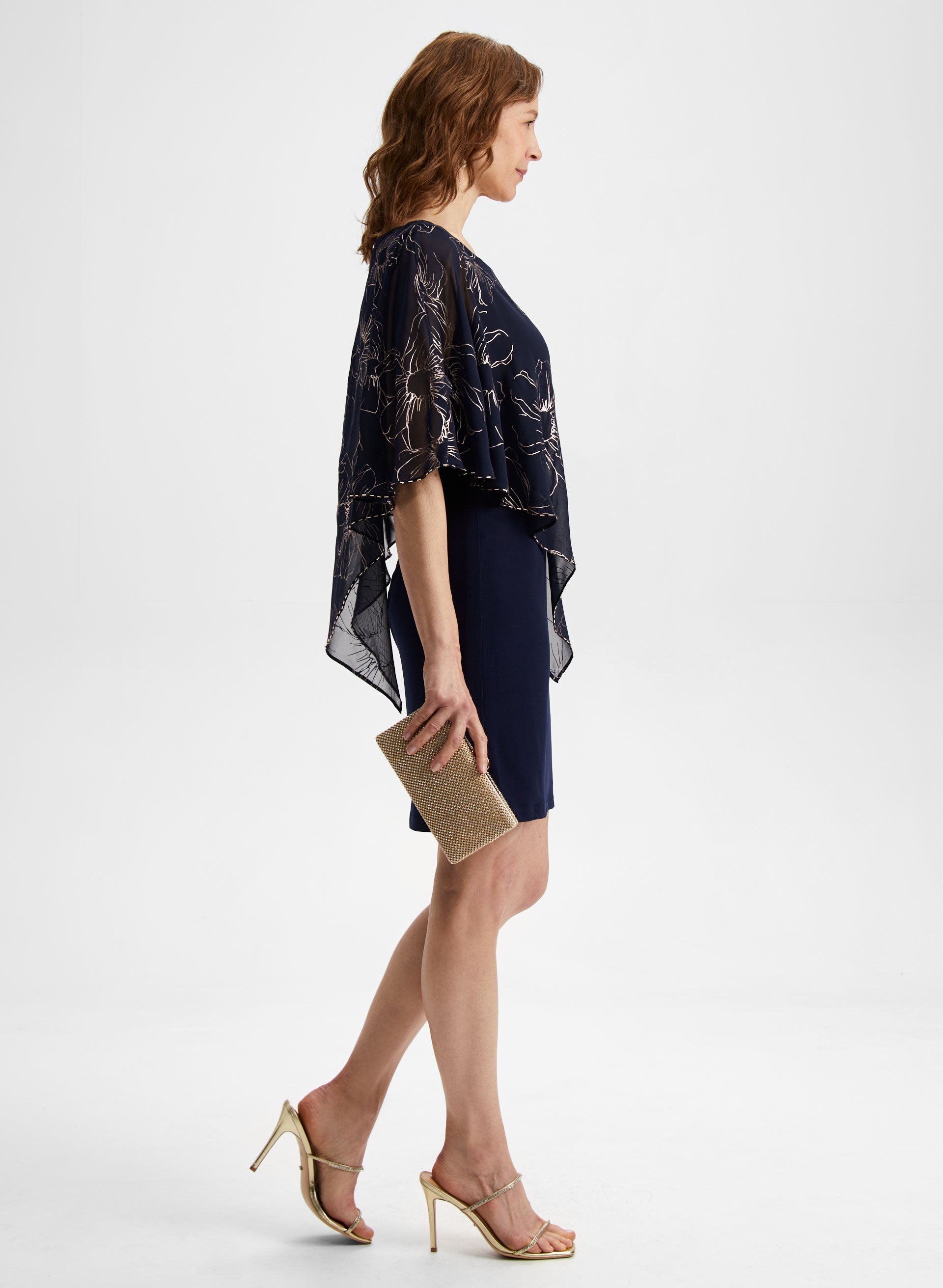 Chiffon Poncho Mit Allover-Print - Leichter Sommer-Überwurf Für Strand & Abend