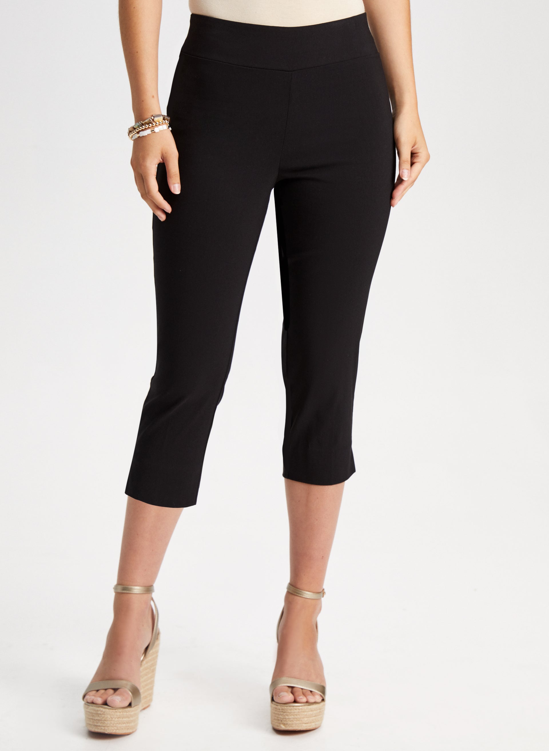 Black stretch capri pants best sale