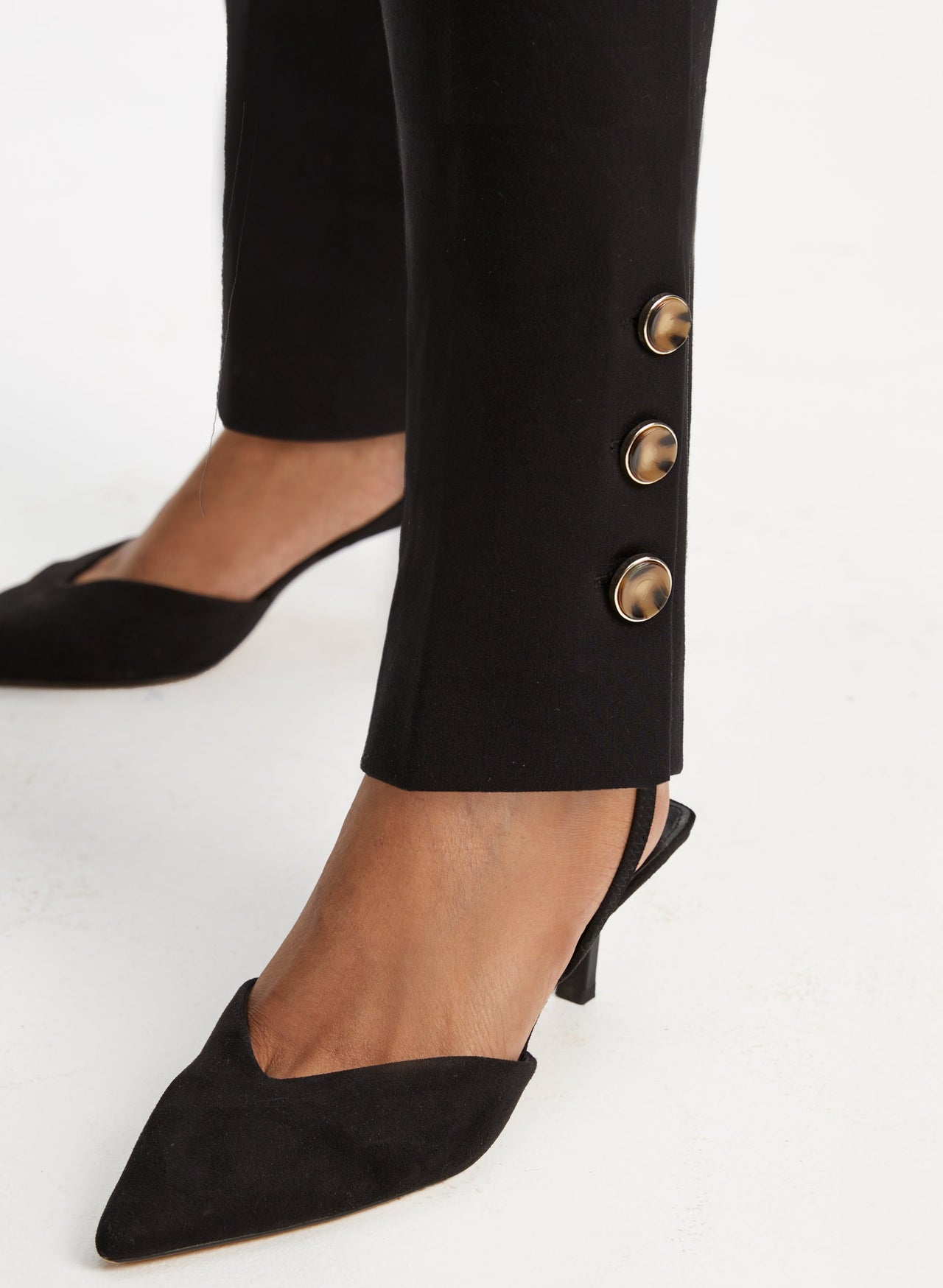 Button Detail Shirred Waist Pants main image 0