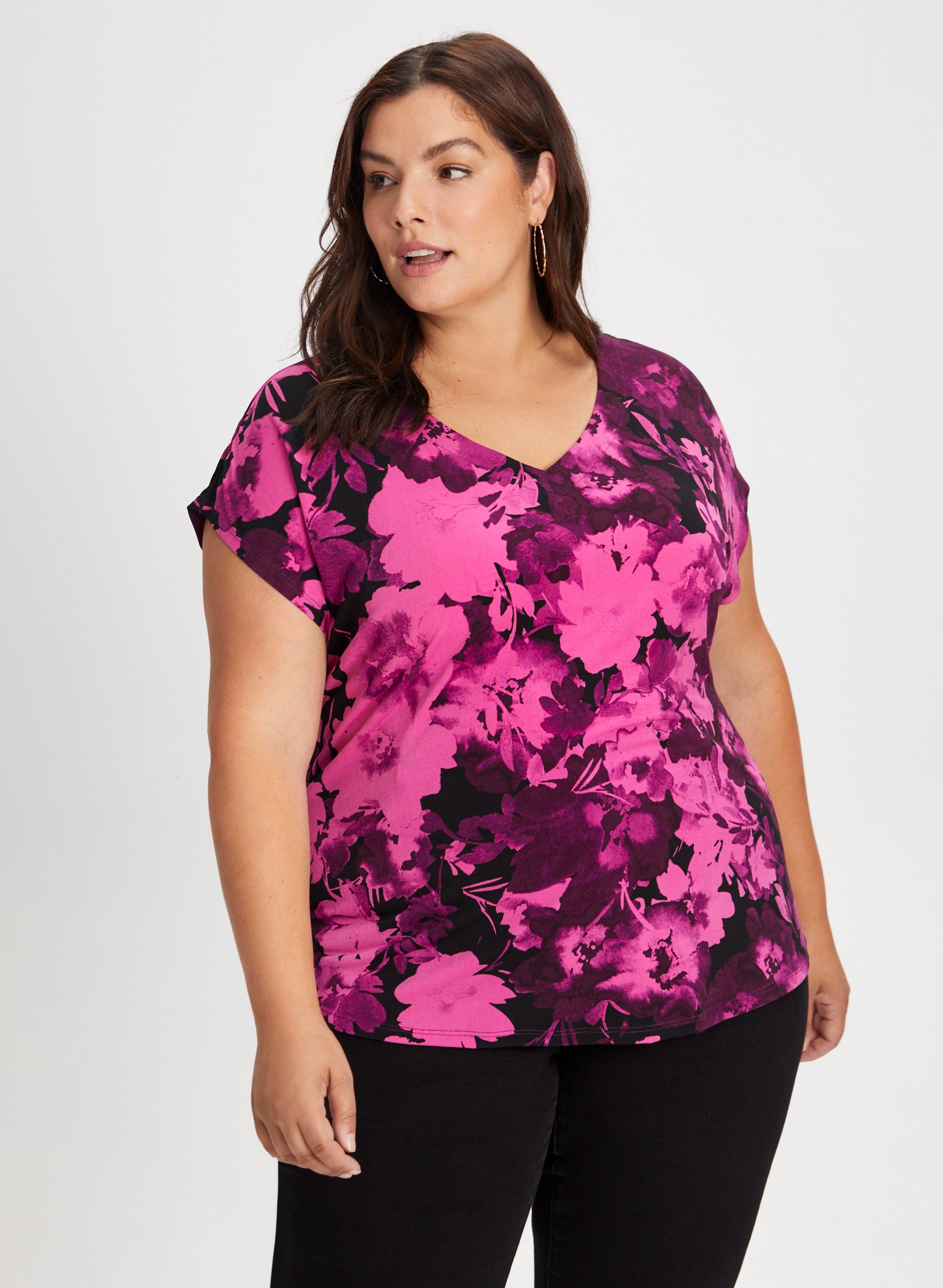 Short Sleeve Floral Print Top