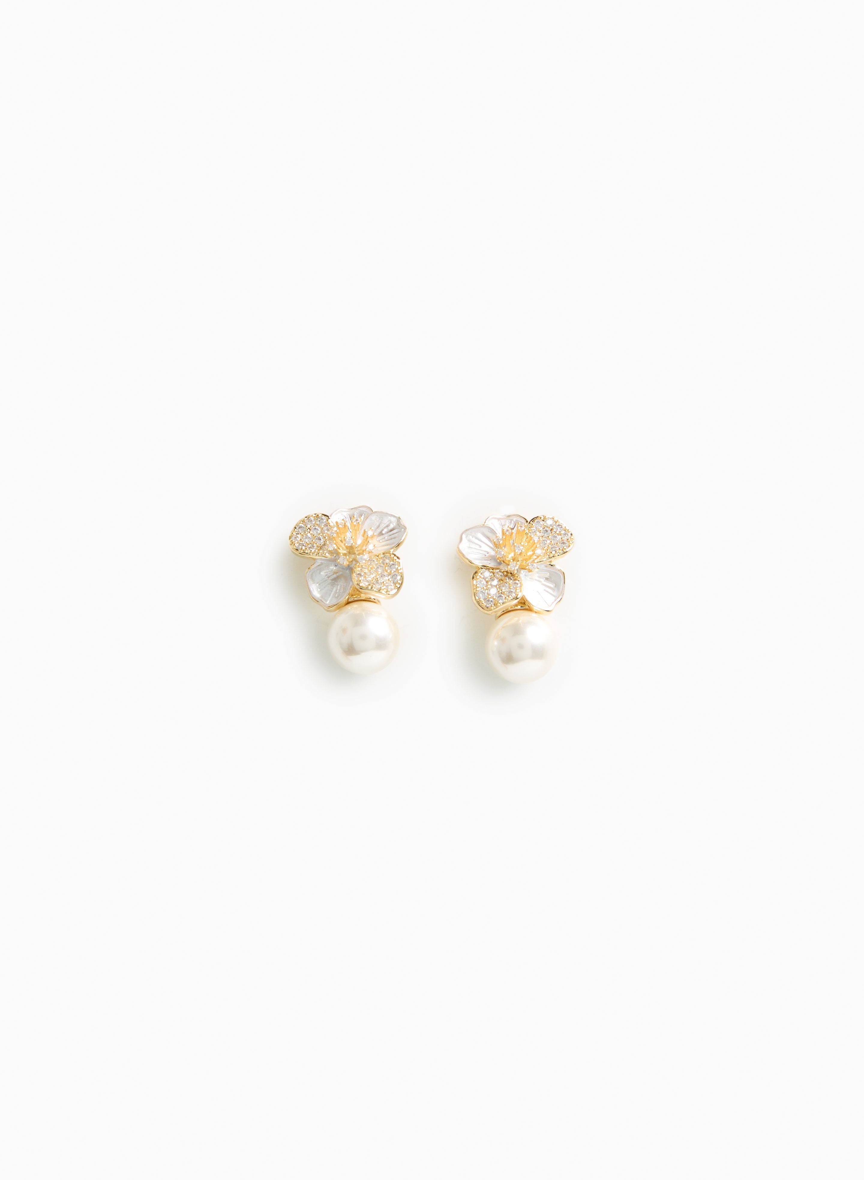 Flower Pearl Dangle Earrings