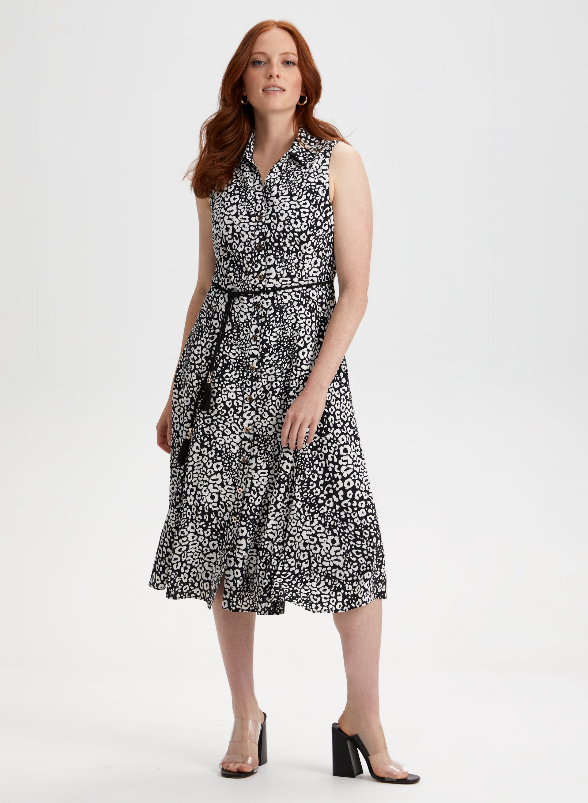 Black print midi dress outlet
