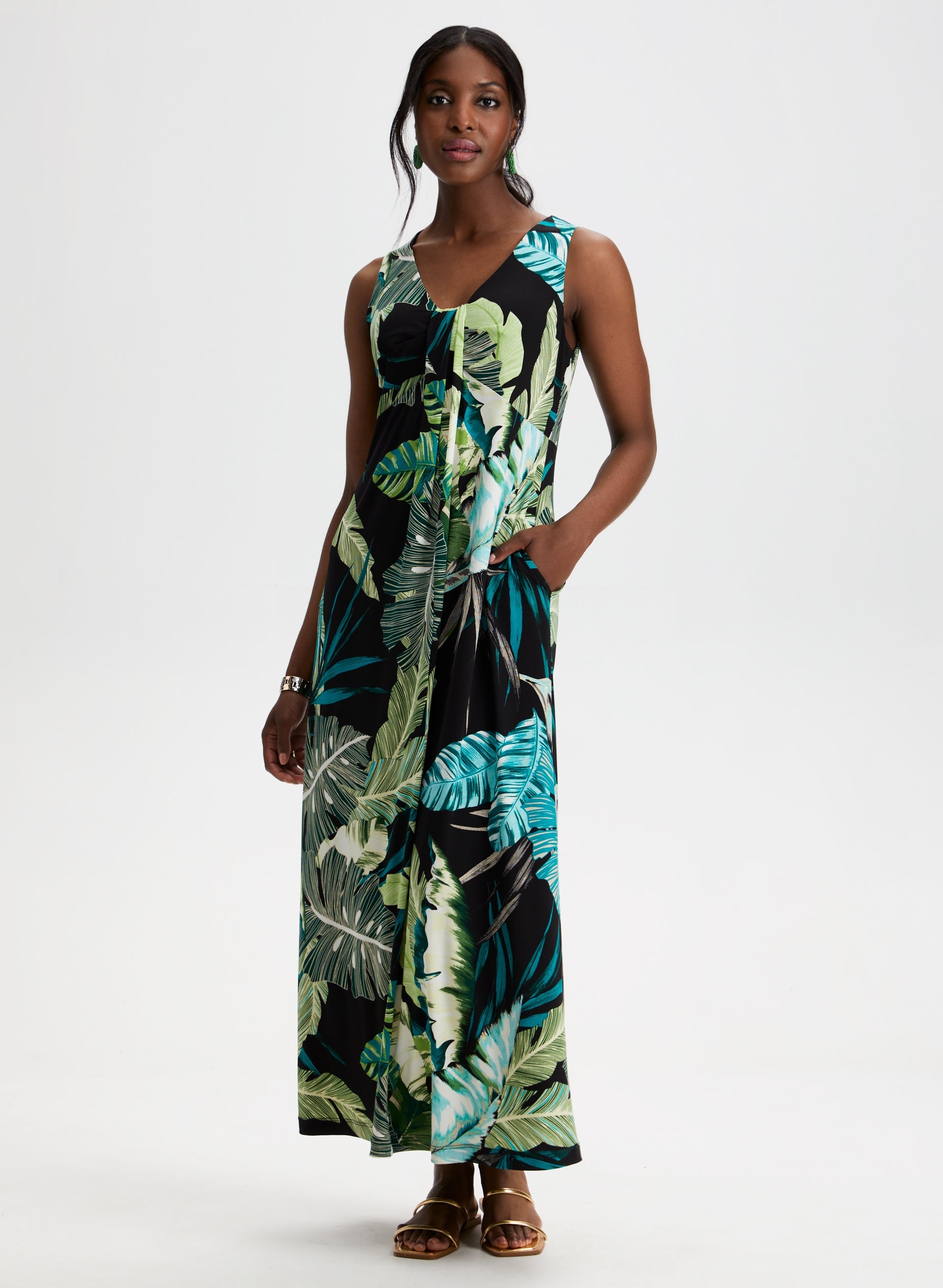 Tropical Print Maxi Dress