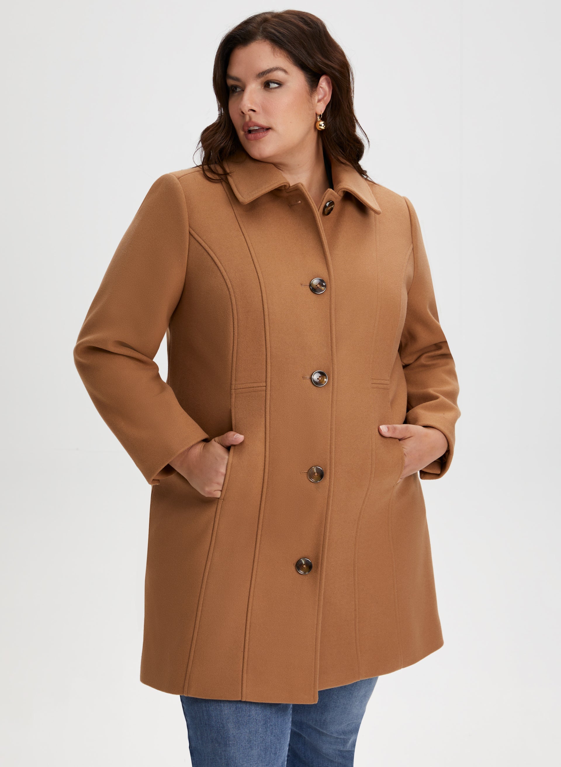 Stretch Wool Blend Coat