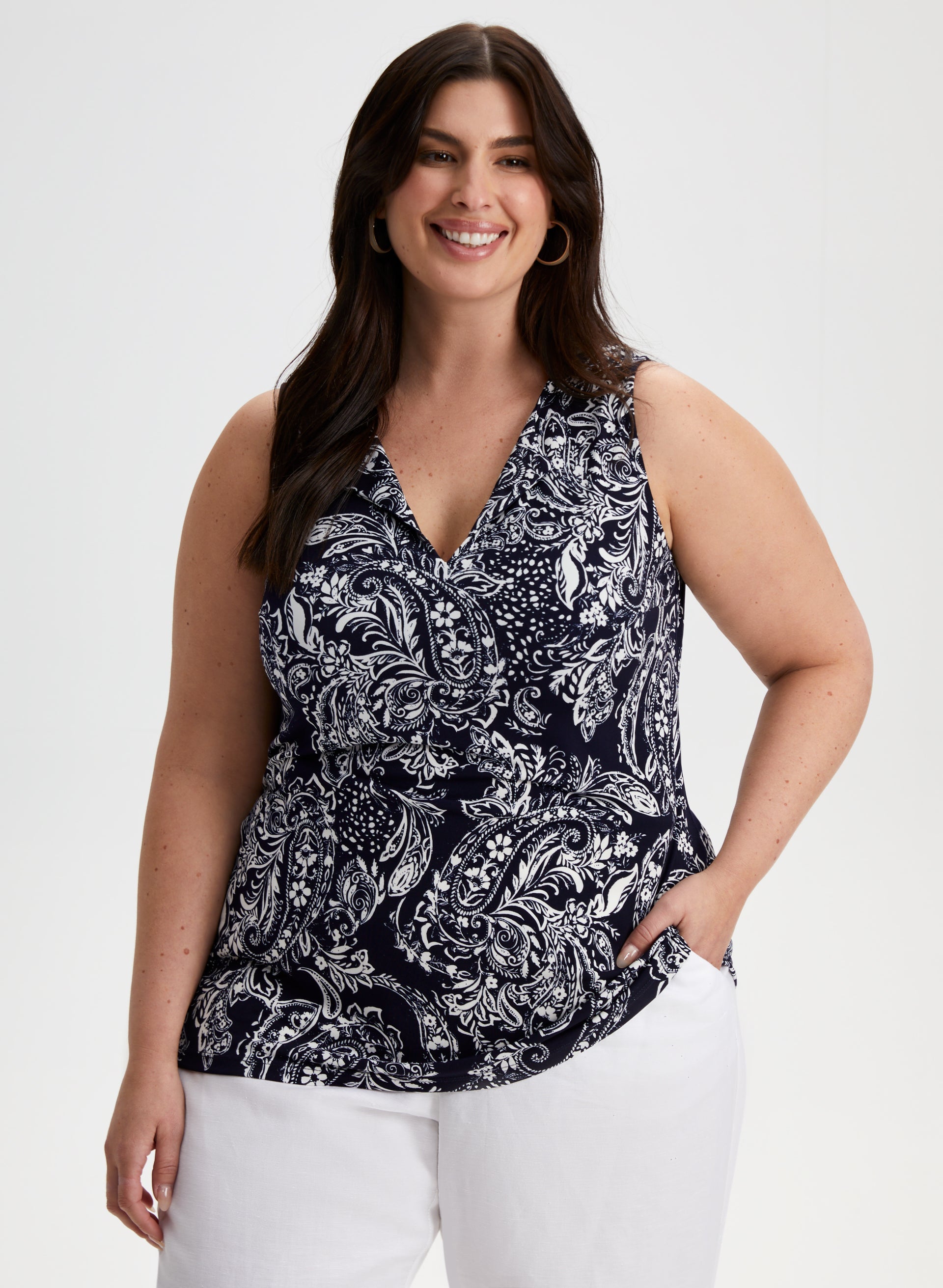 Paisley Print Sleeveless Top