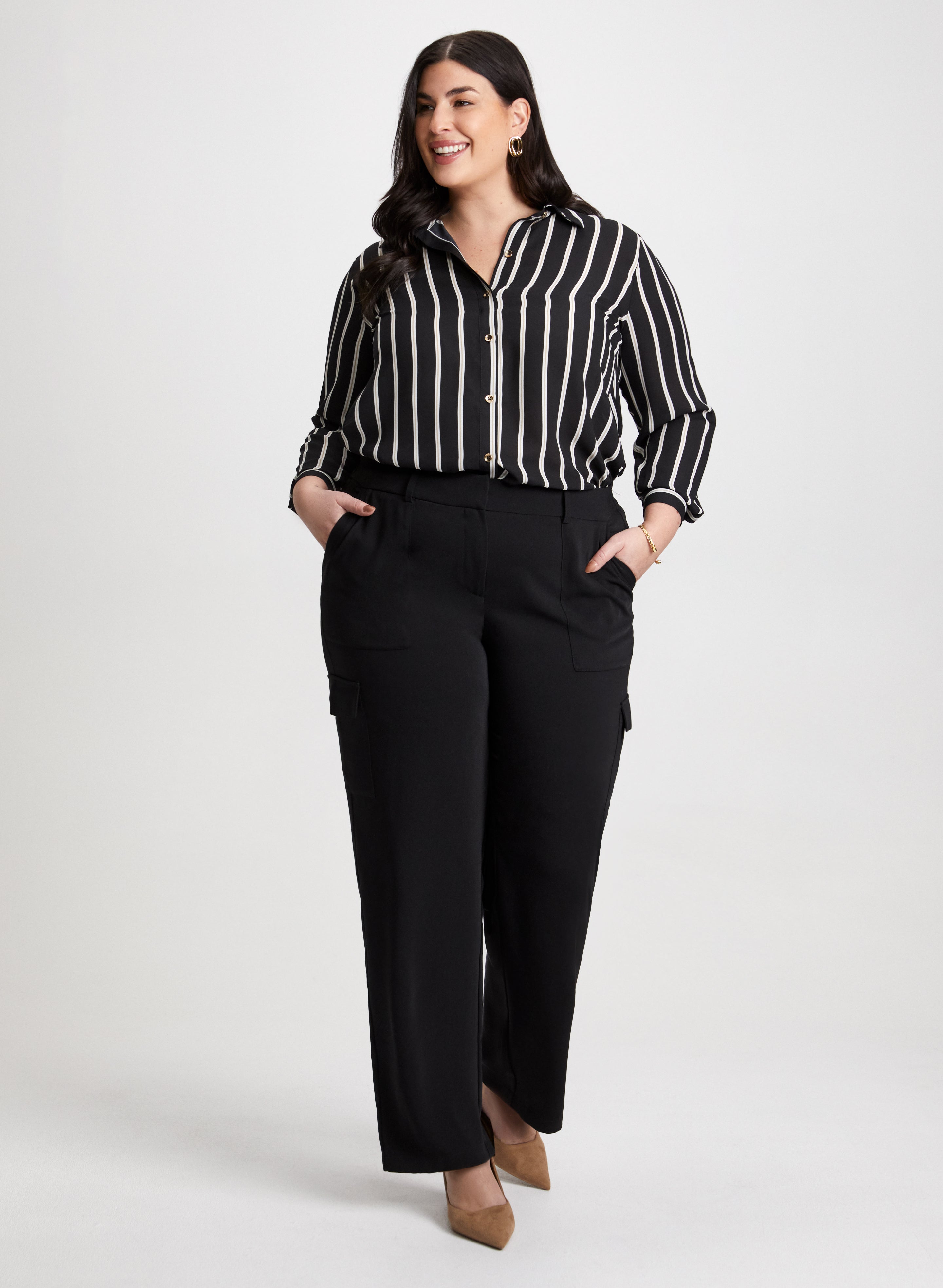 Striped Blouse Cargo Pants
