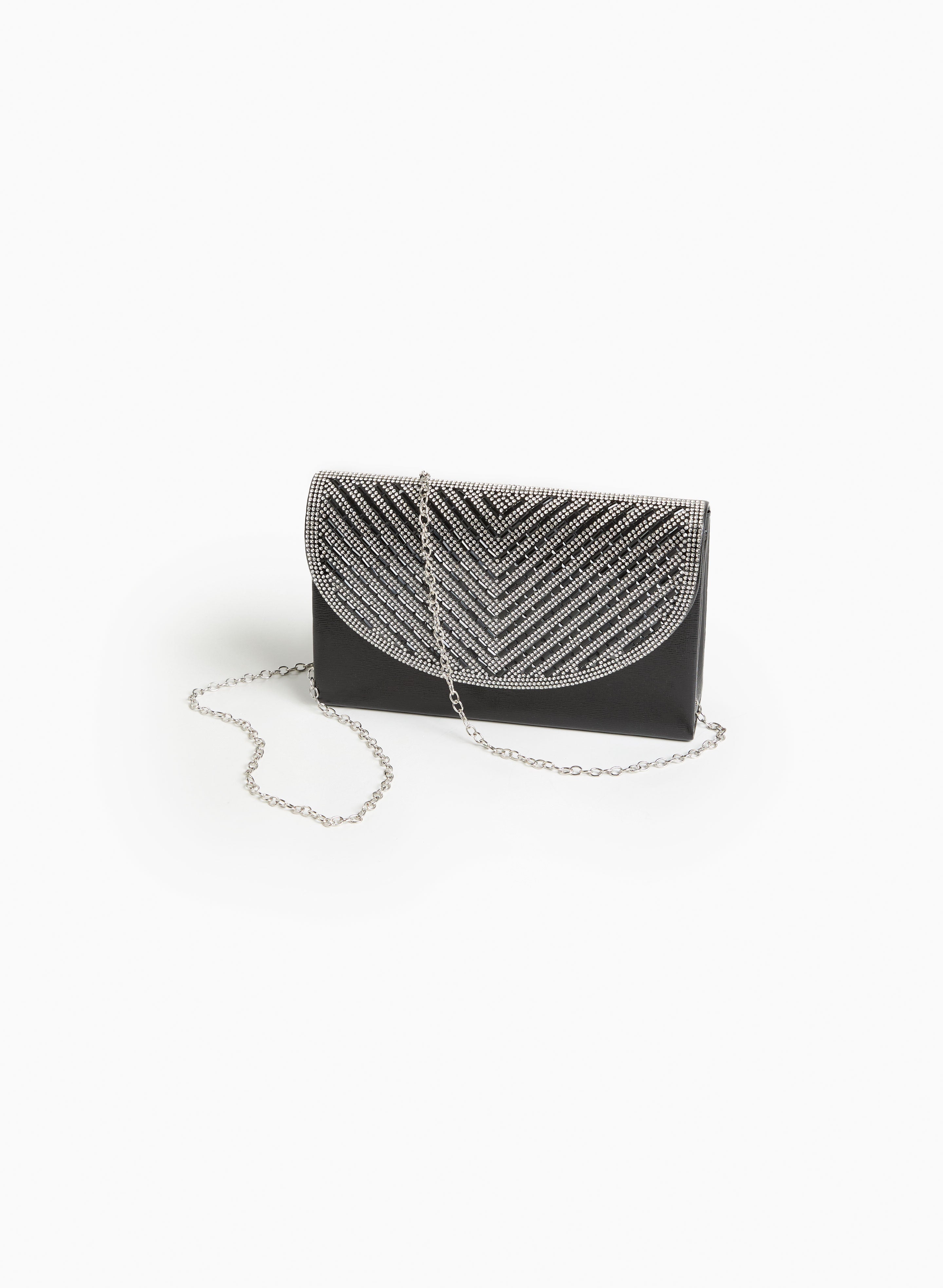Accessories Women s Crystal Flap Envelope Clutch in Black Size 0