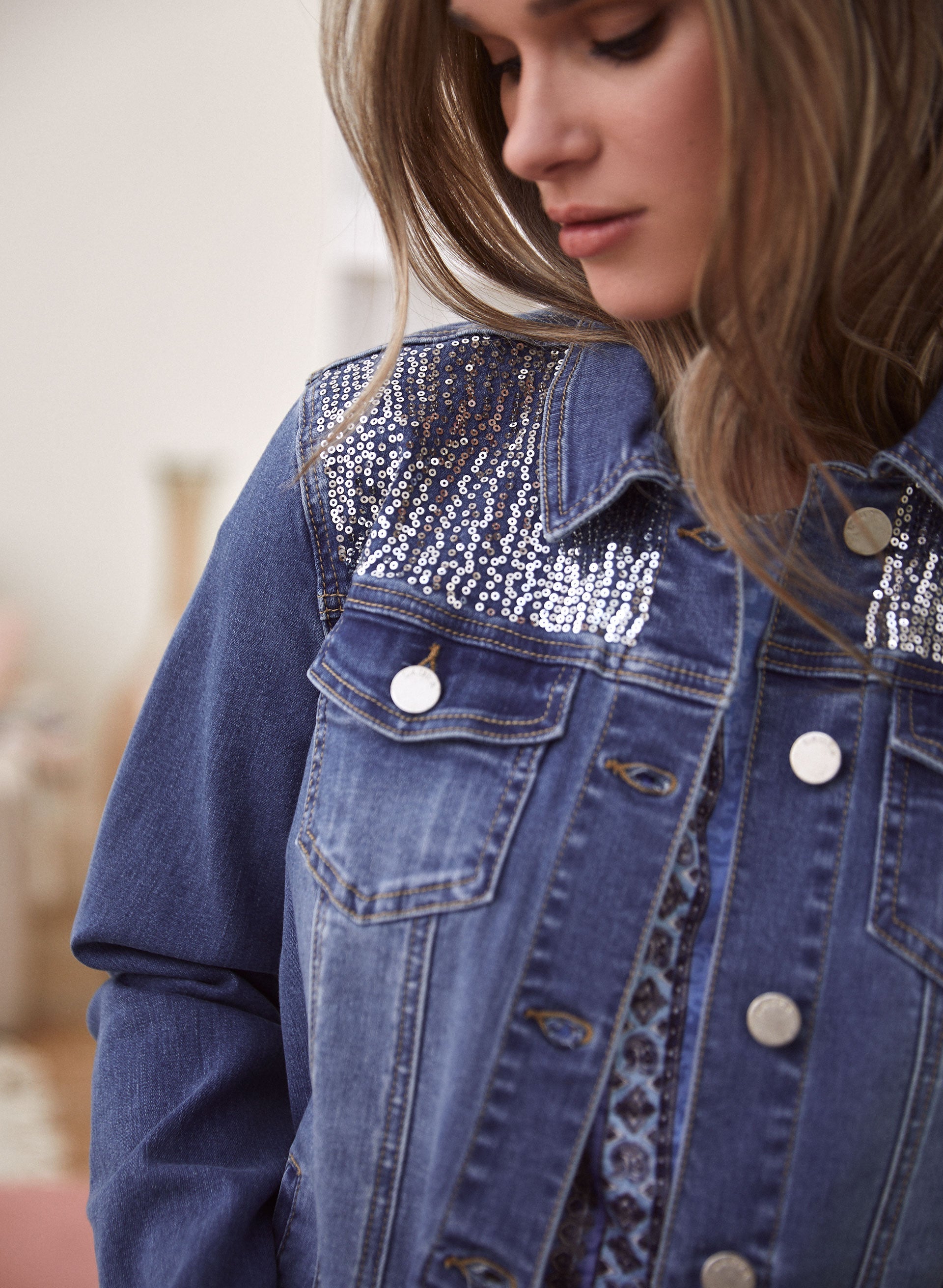 Sequin Detail Denim Jacket