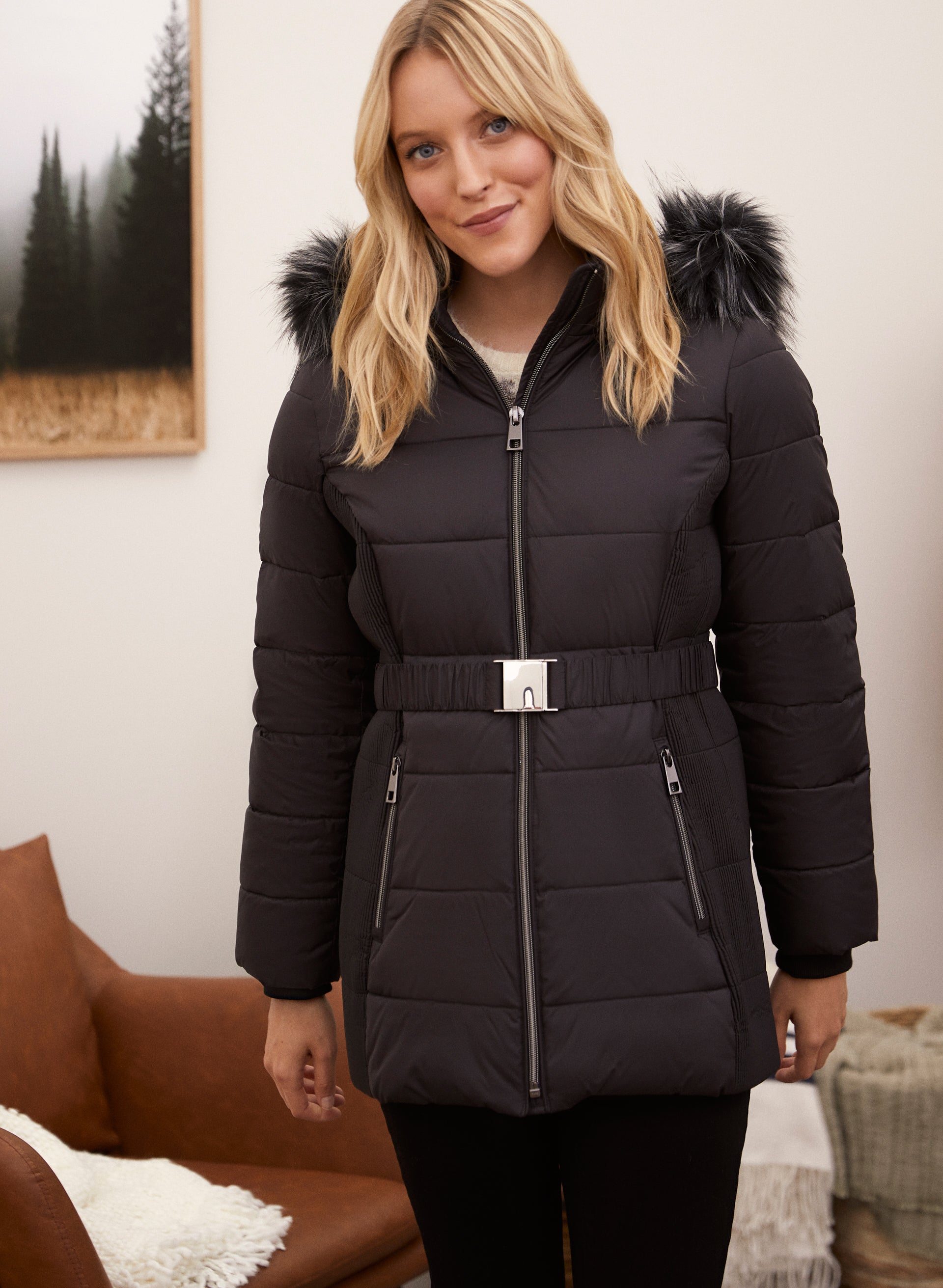 Laura Padded Short Coat in Recycled Polyester Black, Women's Coats