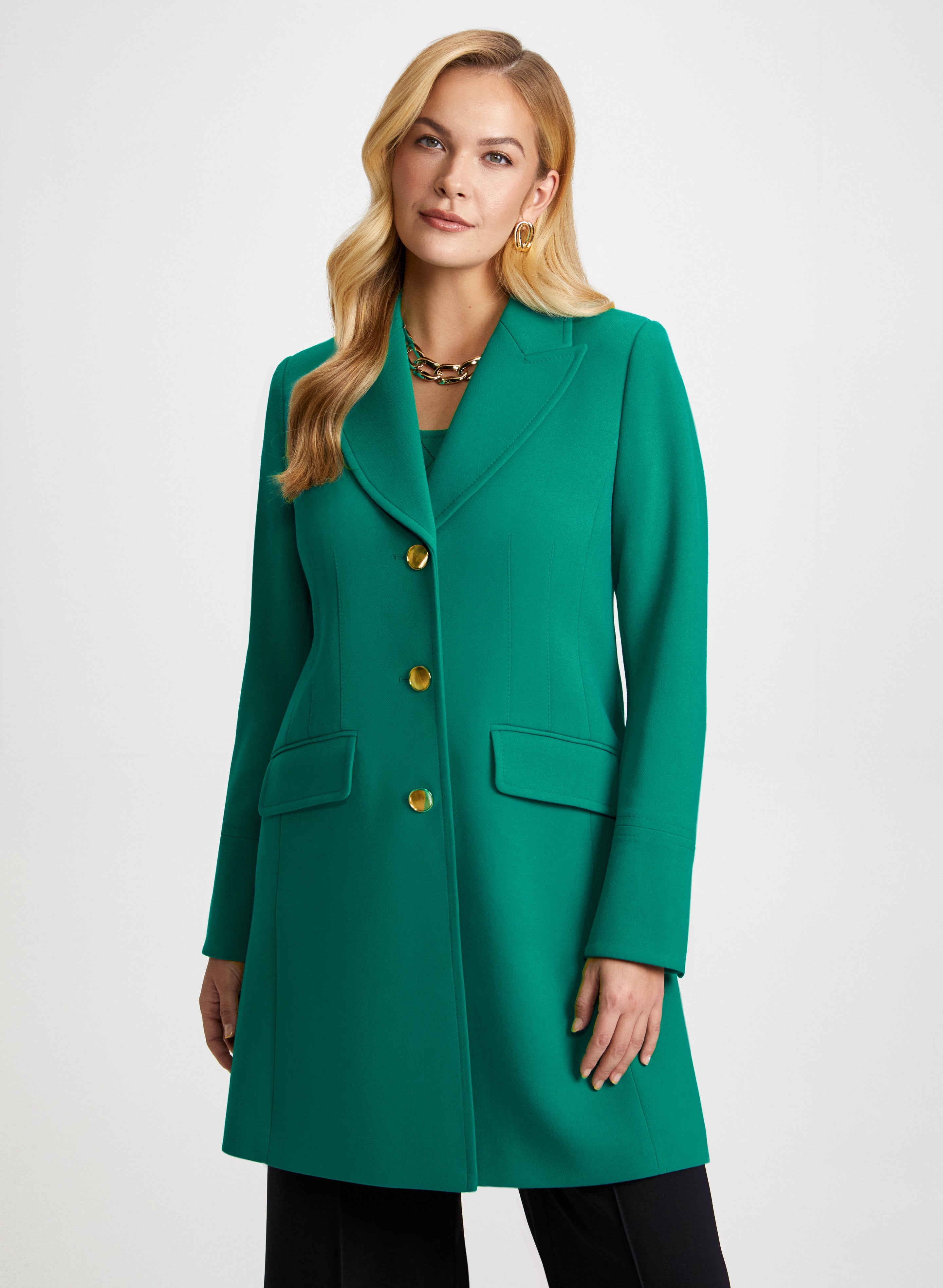 Button Front Tricotine Coat