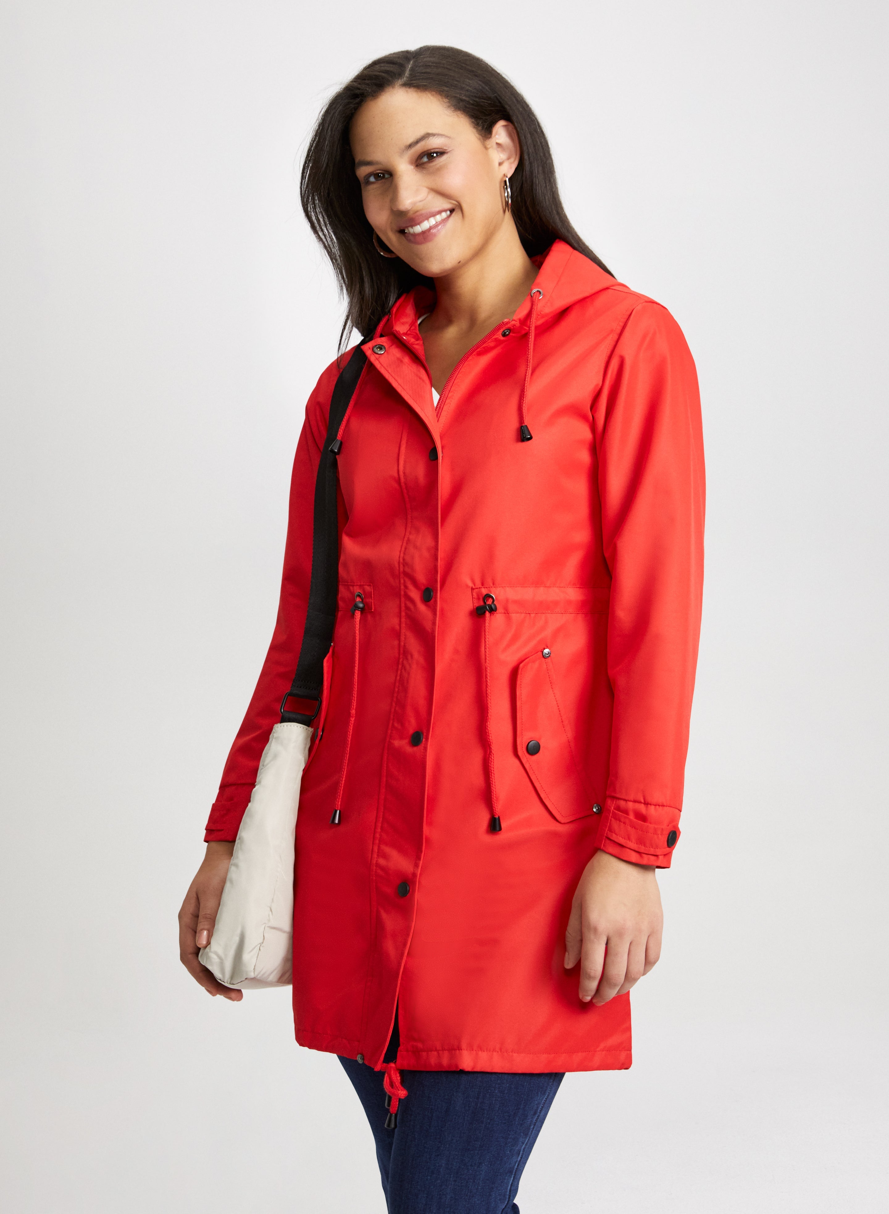 Rain jacket with front pocket on sale