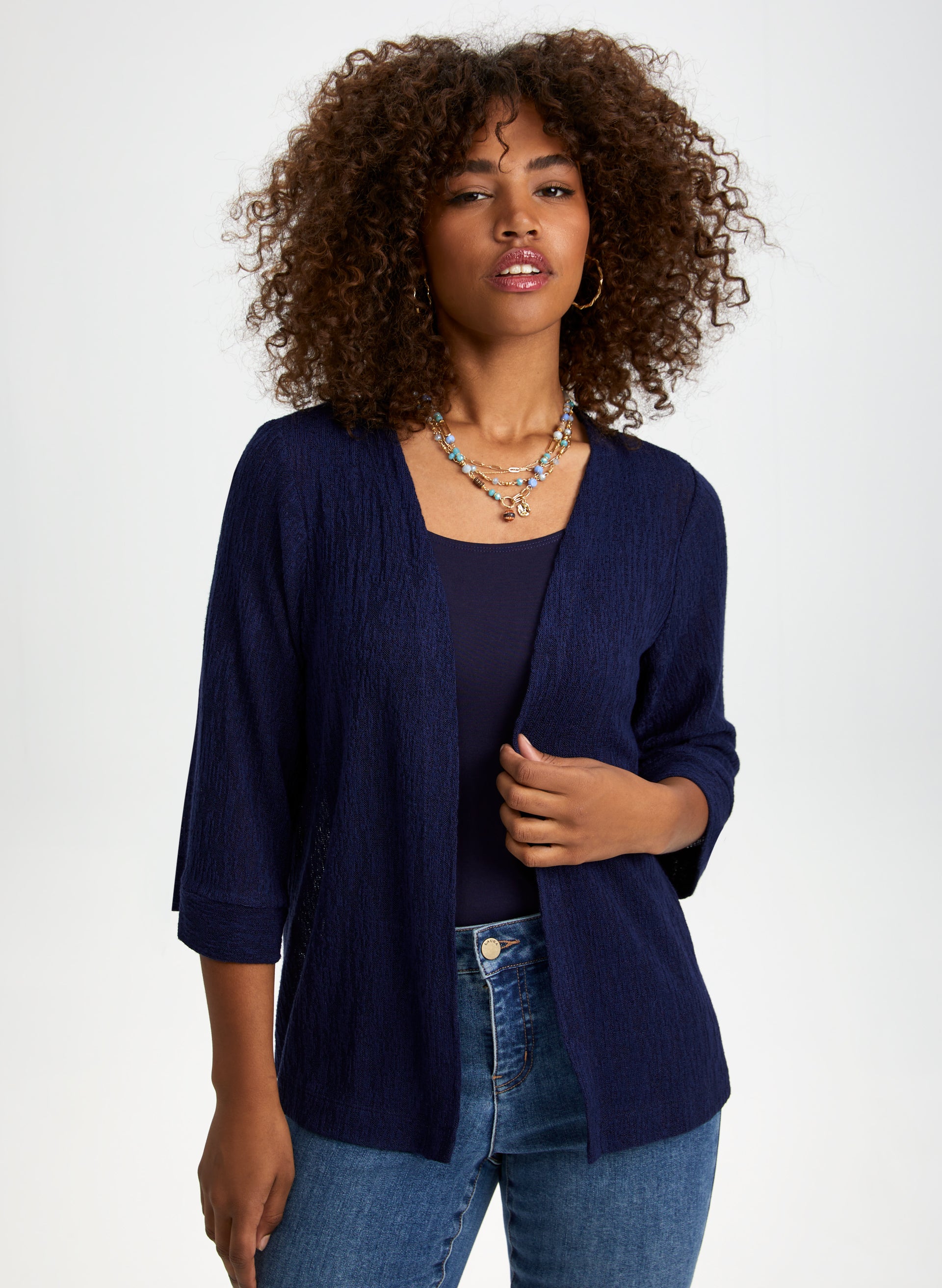 3/4 Sleeve Knit Cover-Up