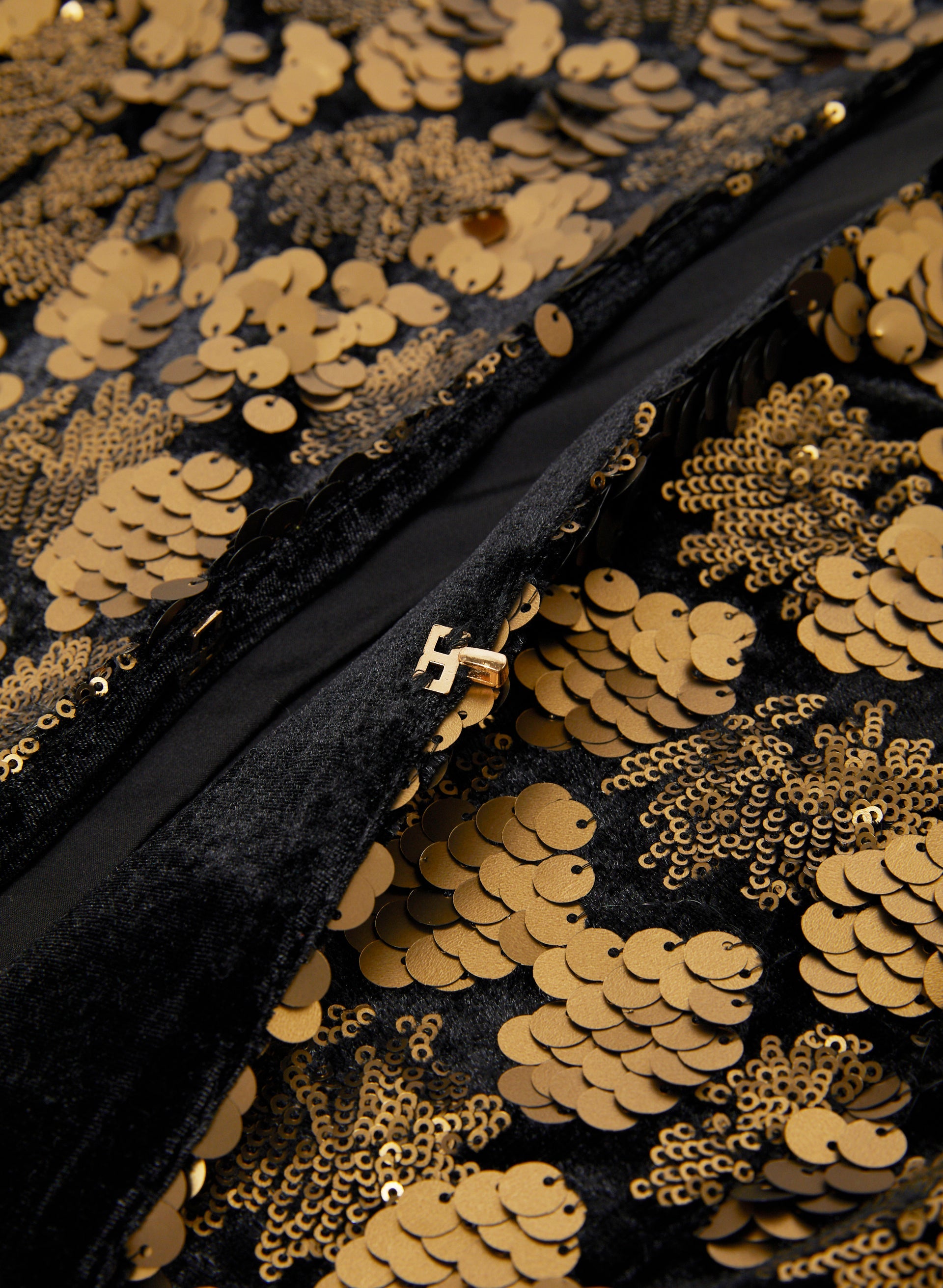 Gold and black sequin jacket top