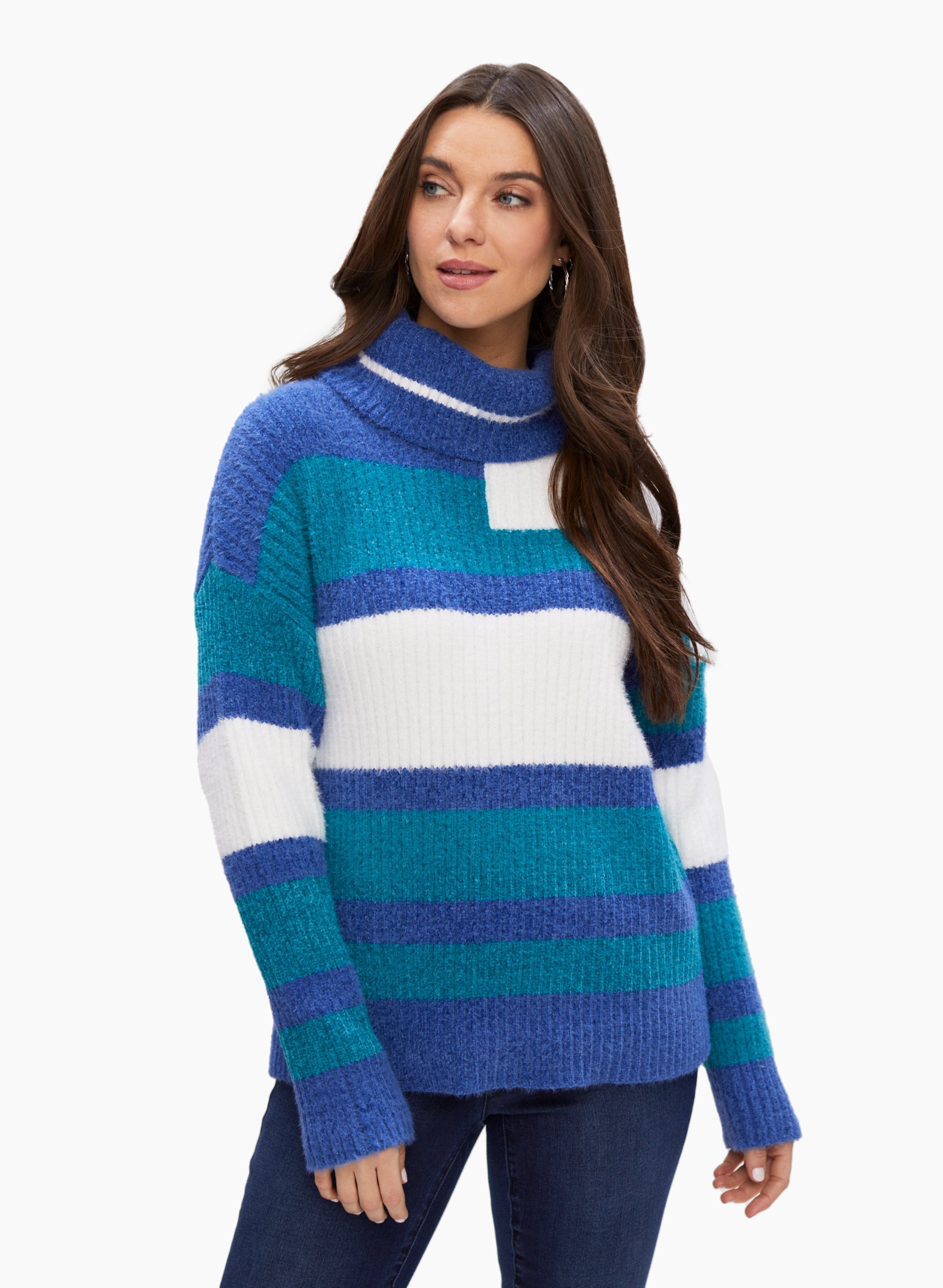 Colour Block Turtleneck Sweater