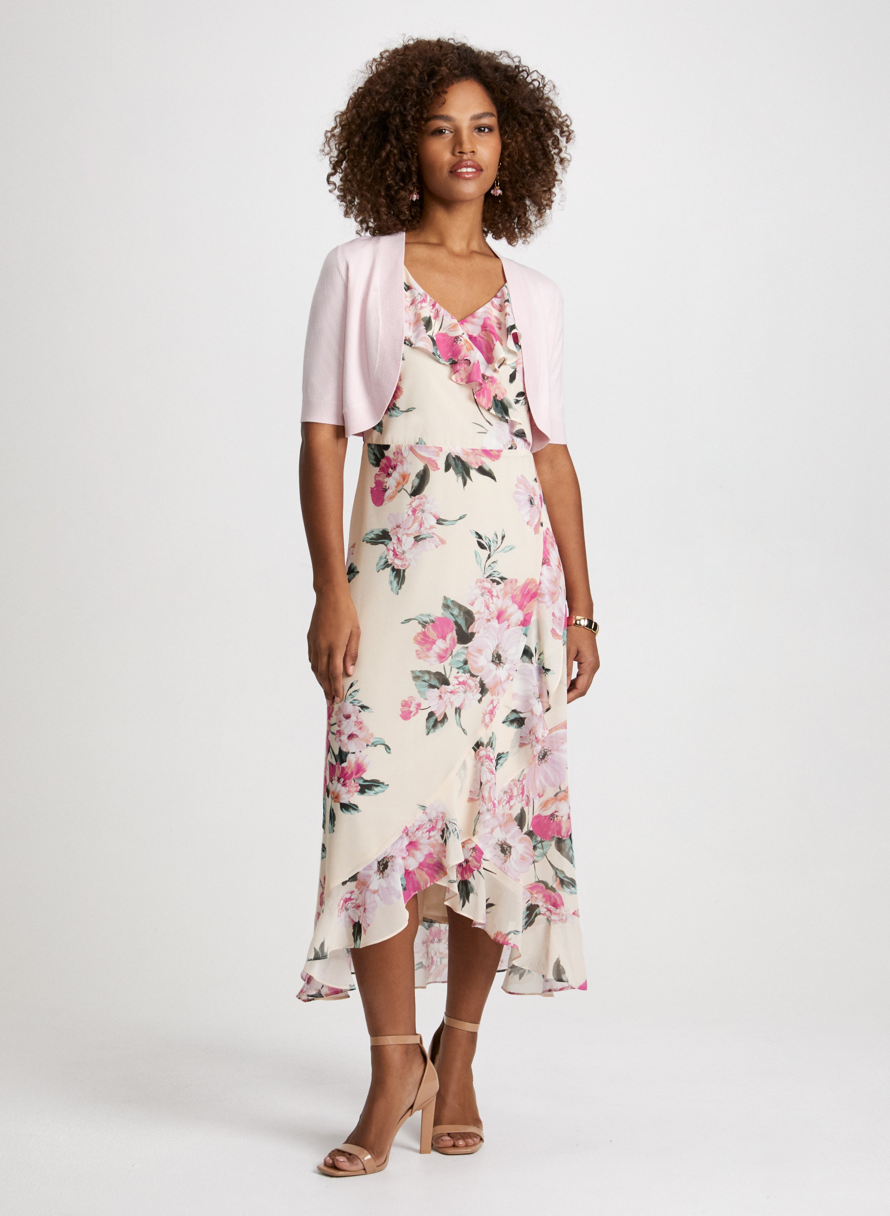 Oversized Cardigan Light Pink Dress With Cardigan Bolero Cardigan Floral Ruffle Dress Oversized Cardigan Light Pink Dress With Cardigan Bolero Cardigan Floral Ruffle Dress