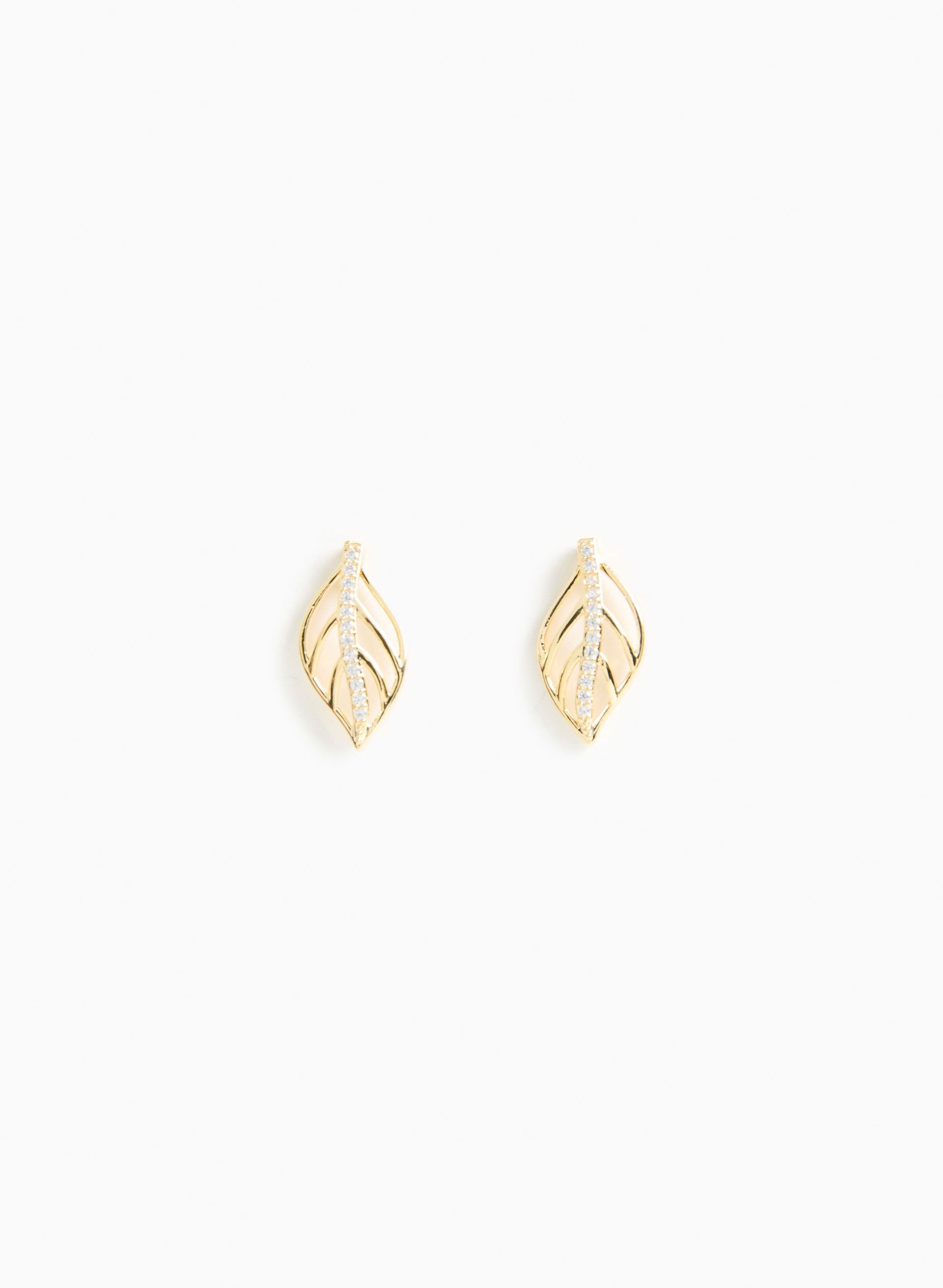 Crystal Detail Leaf Earrings