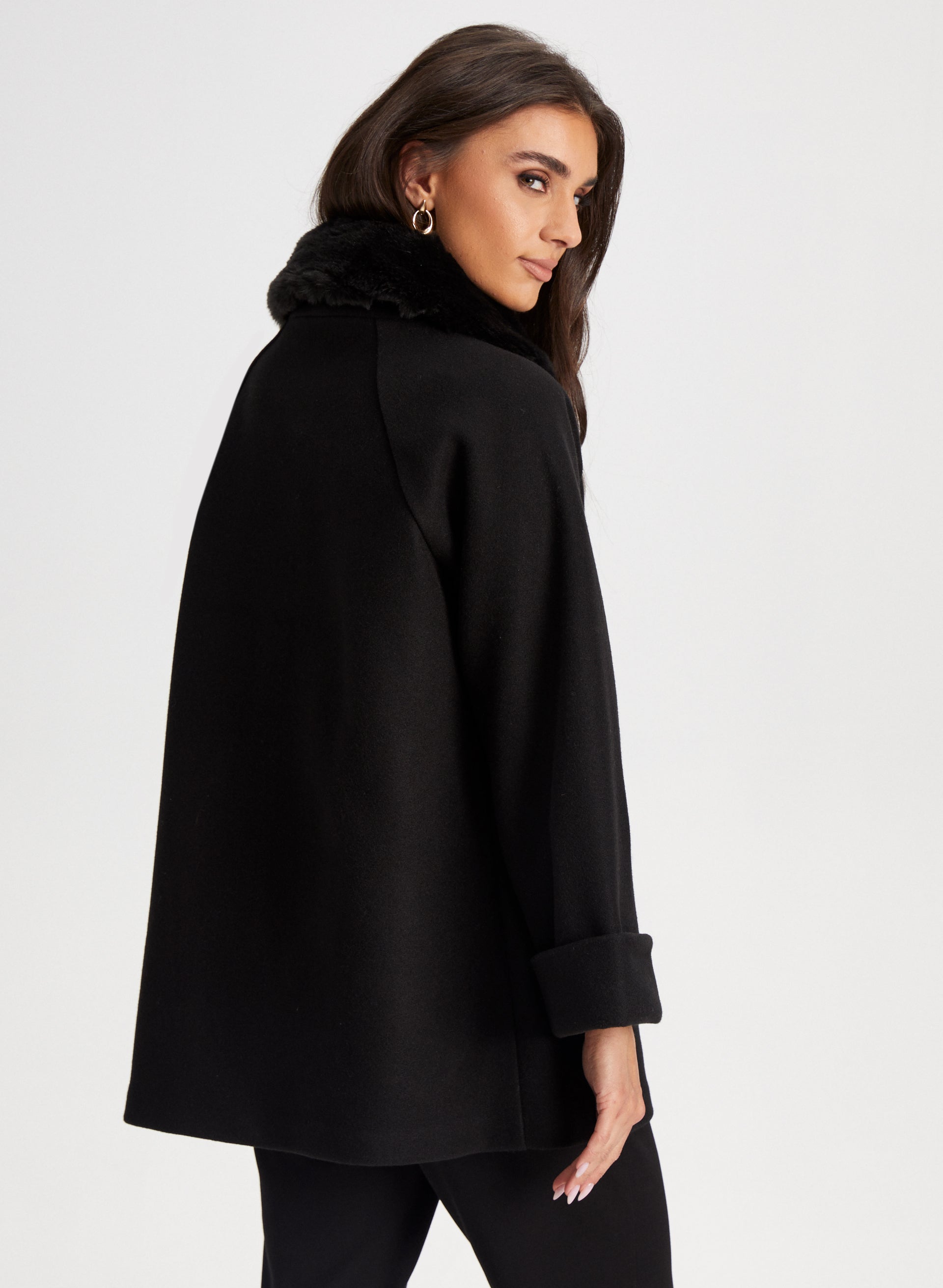 Wide Sleeve Wool Blend Coat