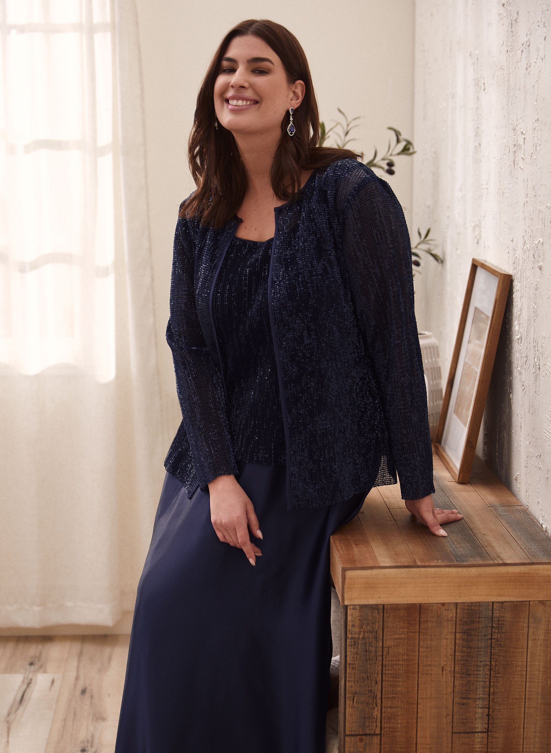 Marina Sequin Detail Dress Jacket Set