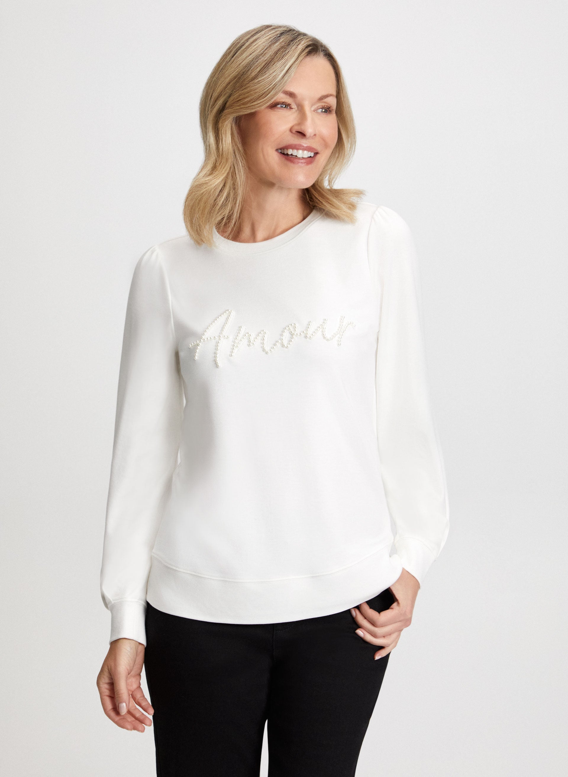 Pearl Detail Long Sleeve Pullover