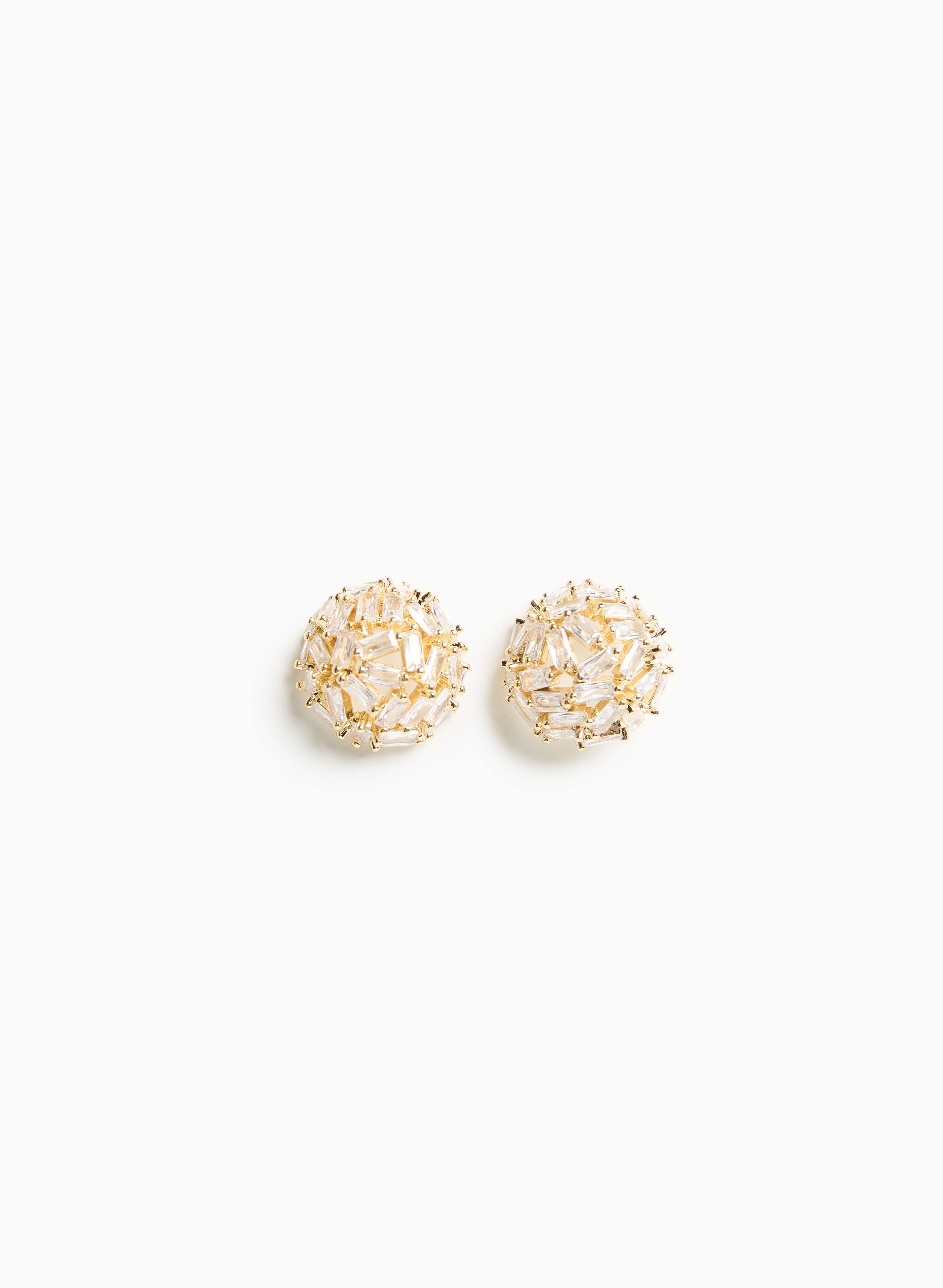Accessories Women s Cubic Zirconia Baguette Button Earrings in Gold Size 0