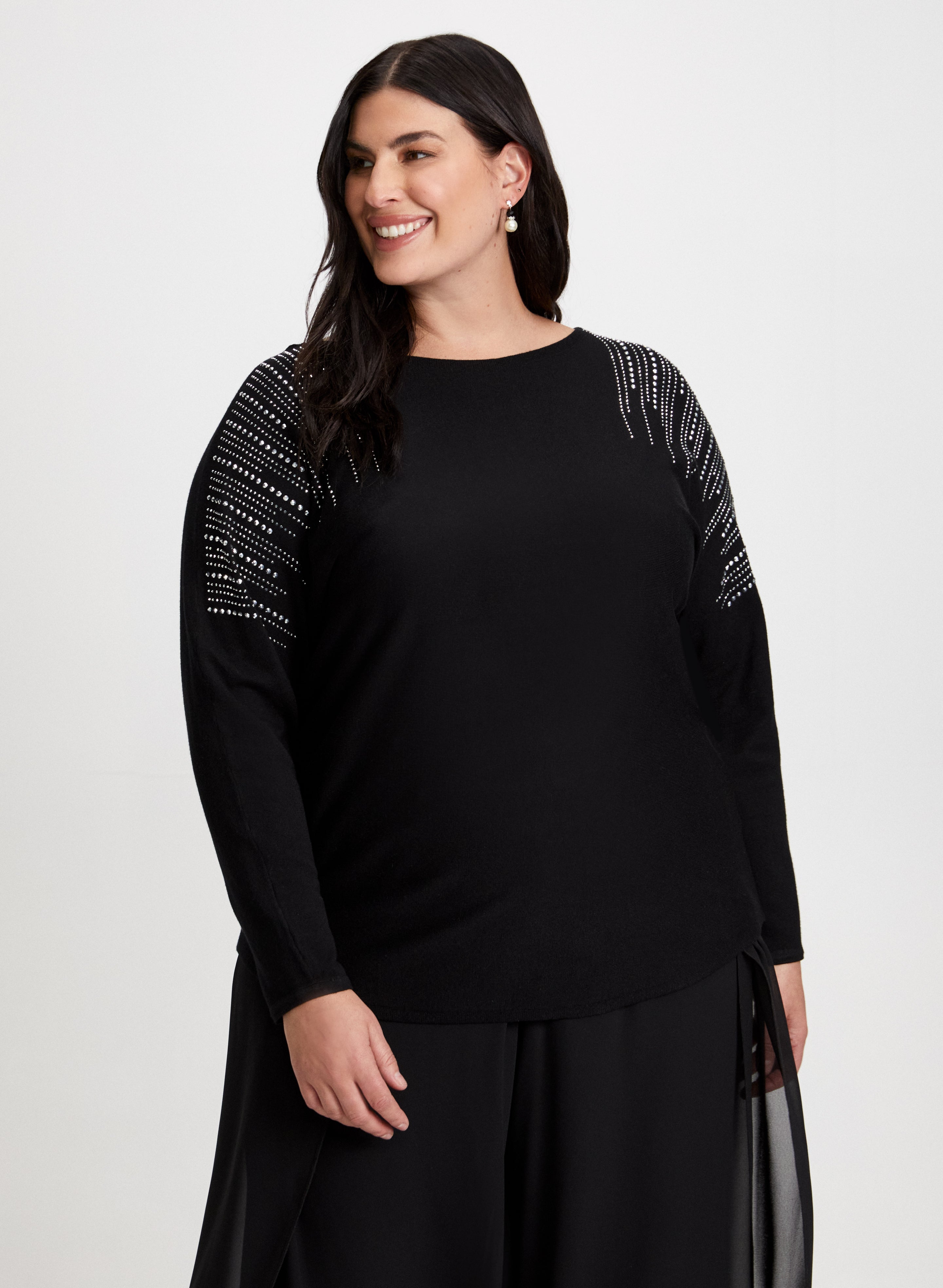 Black rhinestone sweater discount