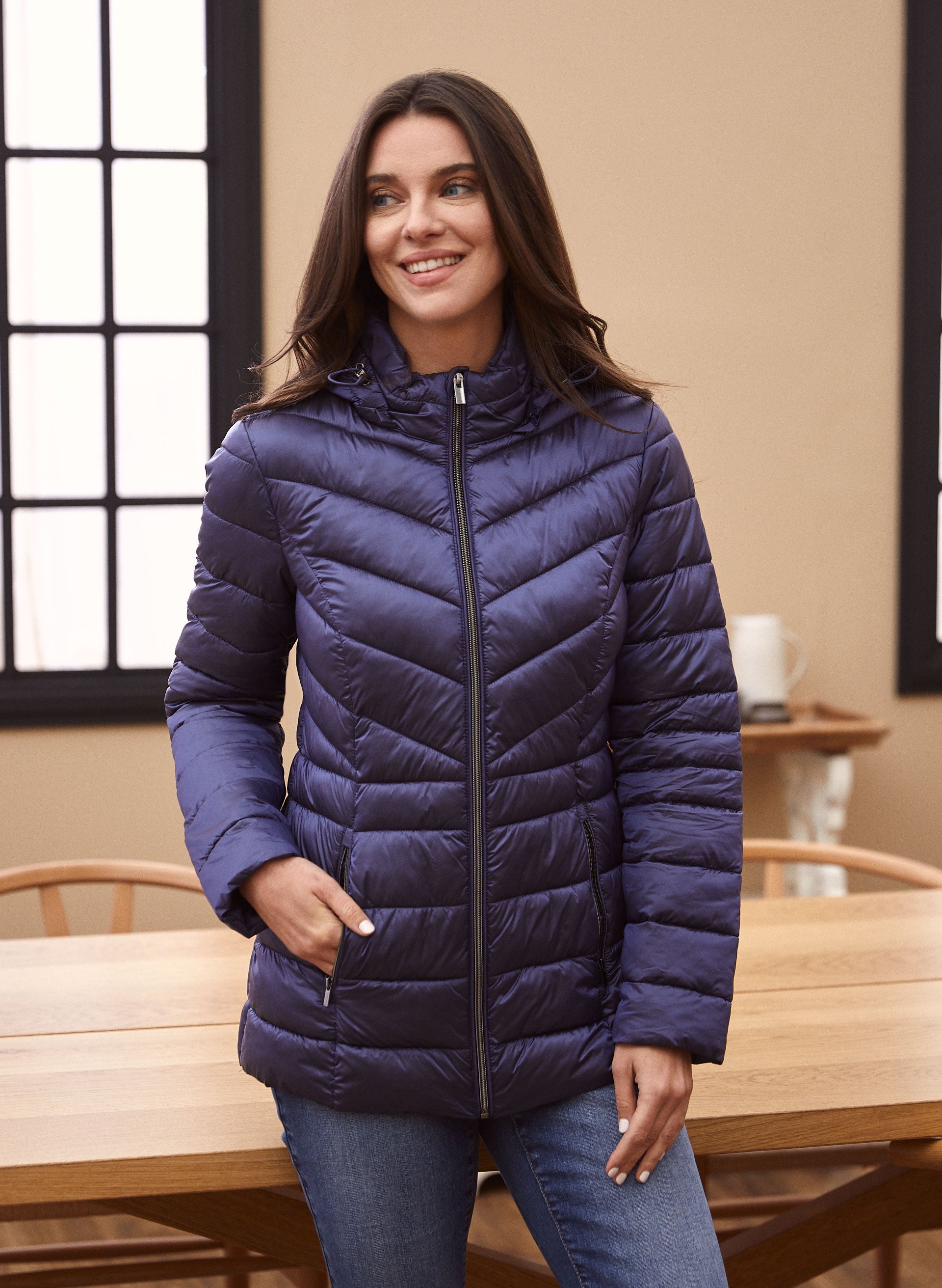 Blue puffy coat shop