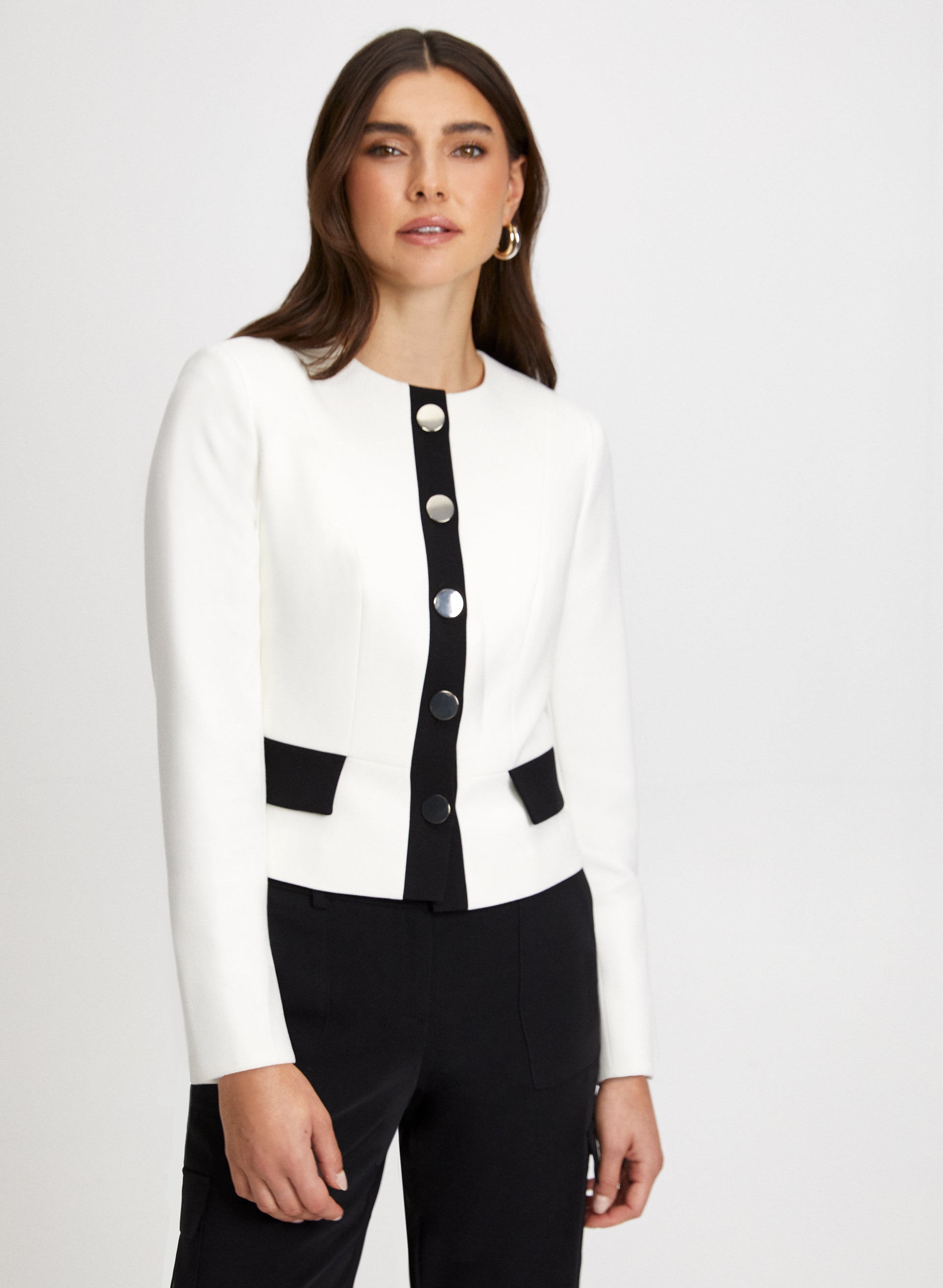 Contrast Button Front Jacket