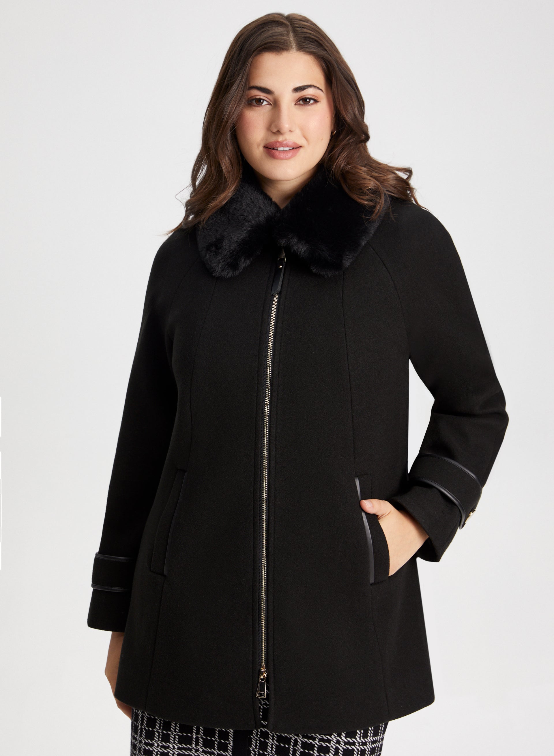 Stretch Wool Blend Coat