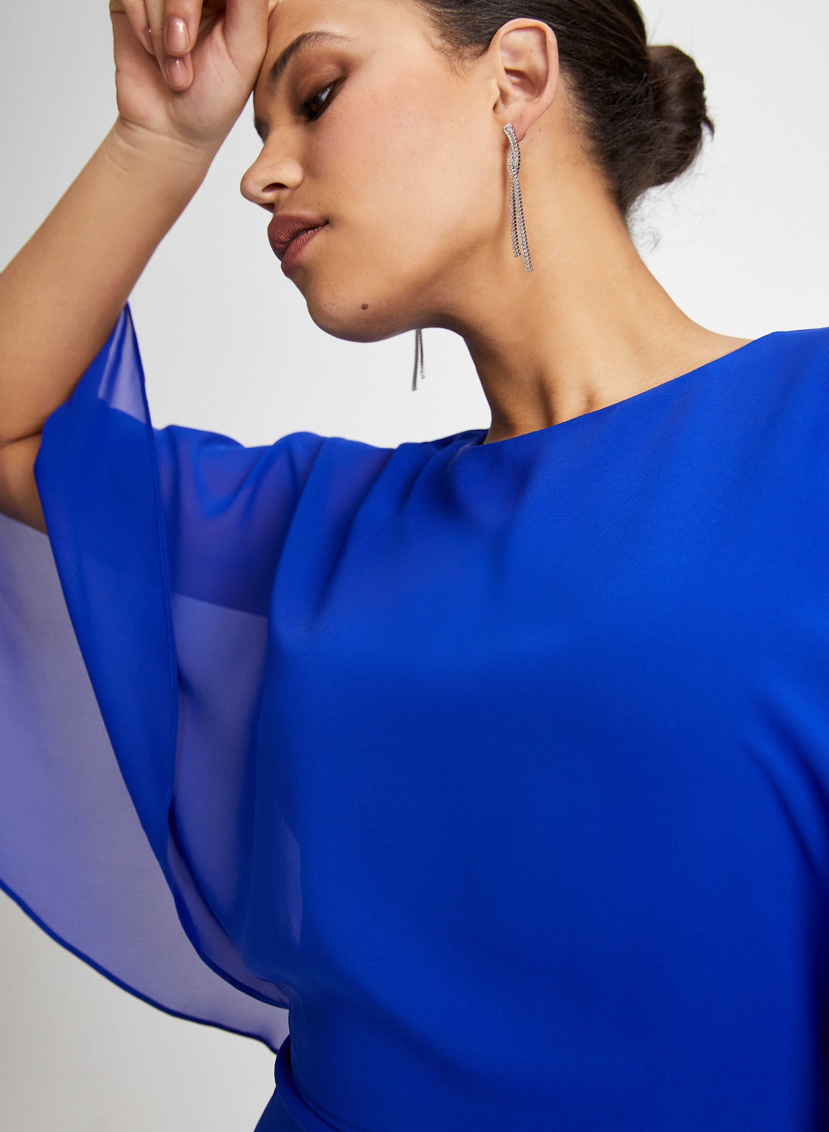 Blue evening dresses with sleeves top
