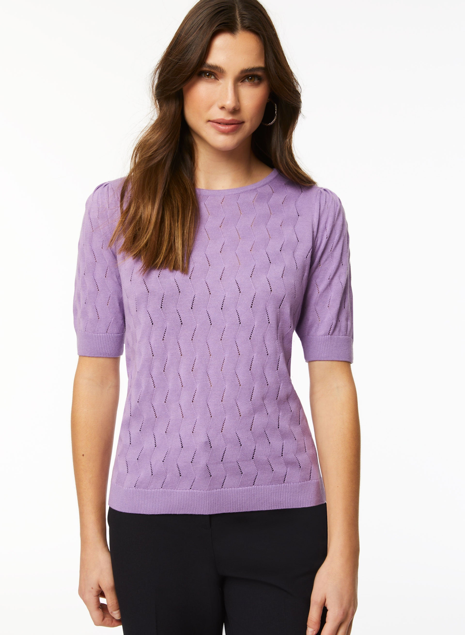 Shyanne Women's Pointelle Button Front Sweater Shirt
