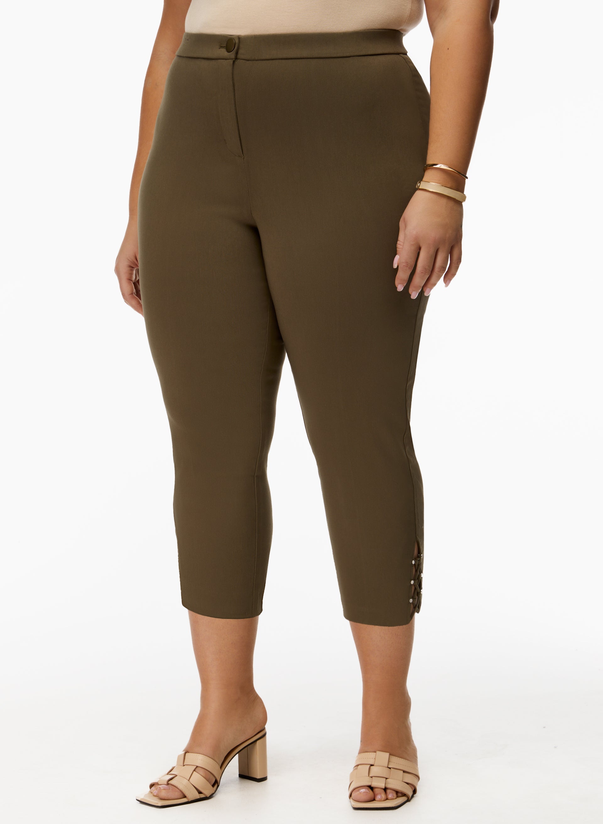 Plus size olive green capris new arrivals