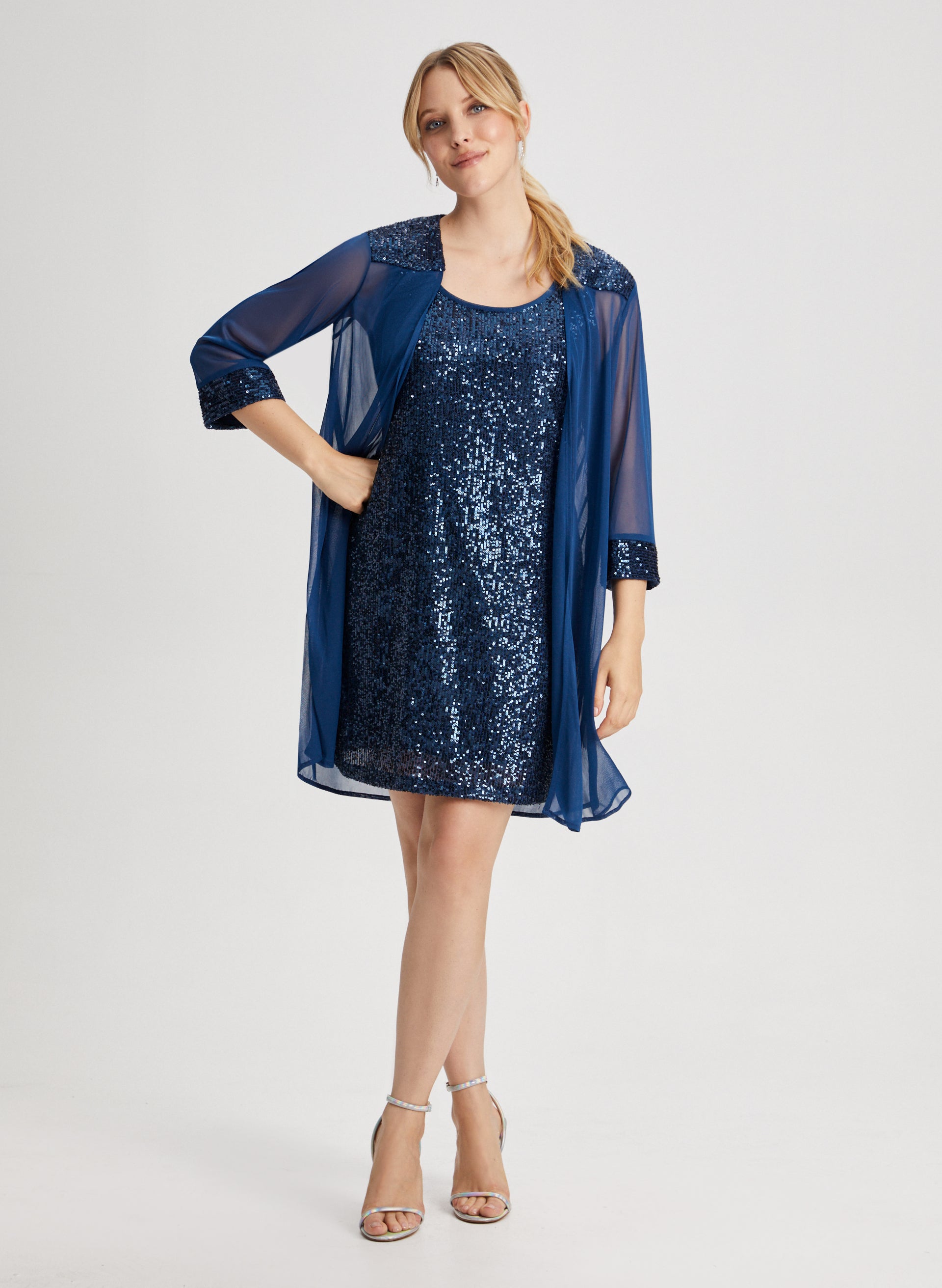 Blue jacket dress top