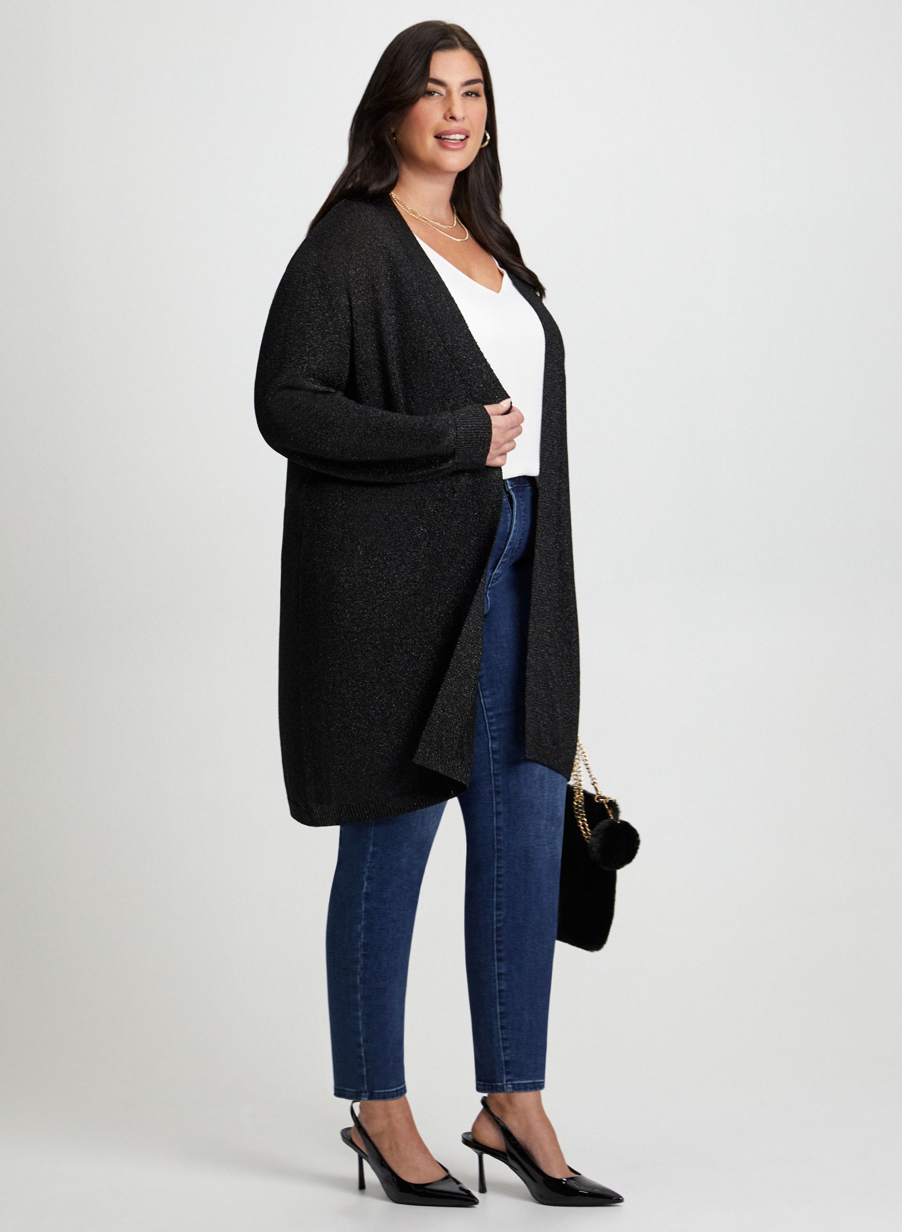 Black shimmer cardigan sales