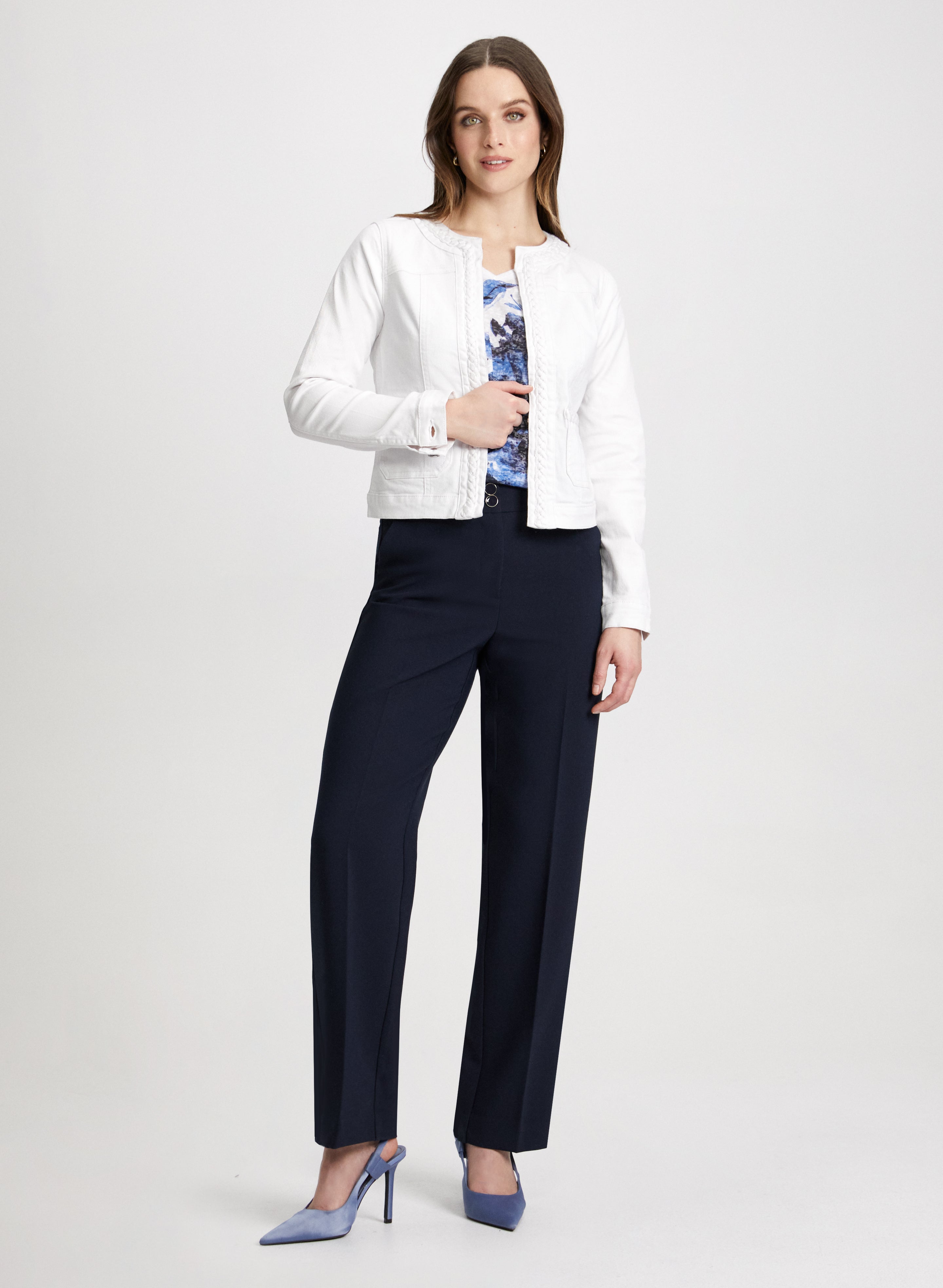 White denim jacket and pants cheap