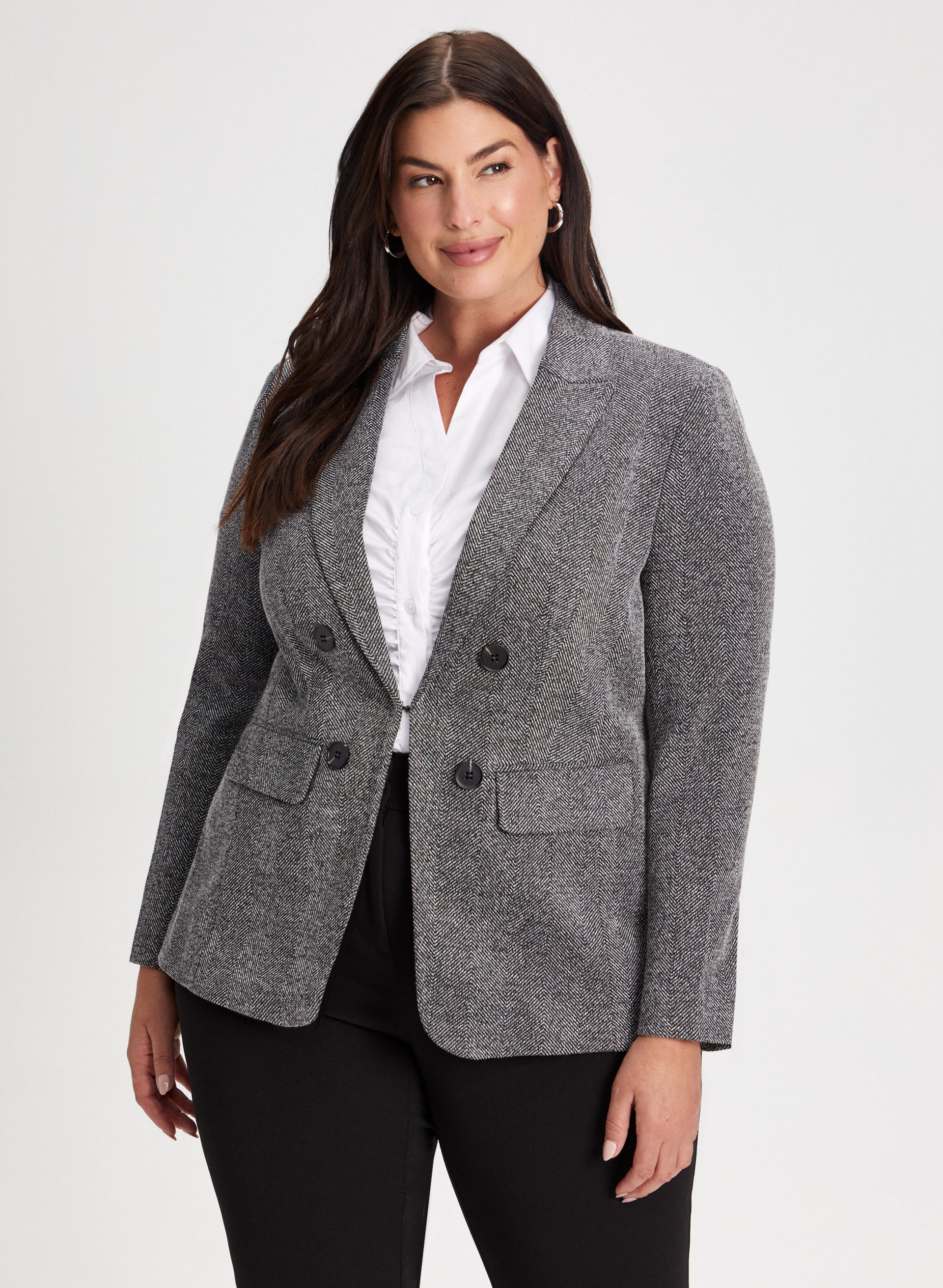 Grey blazer black lapel best sale