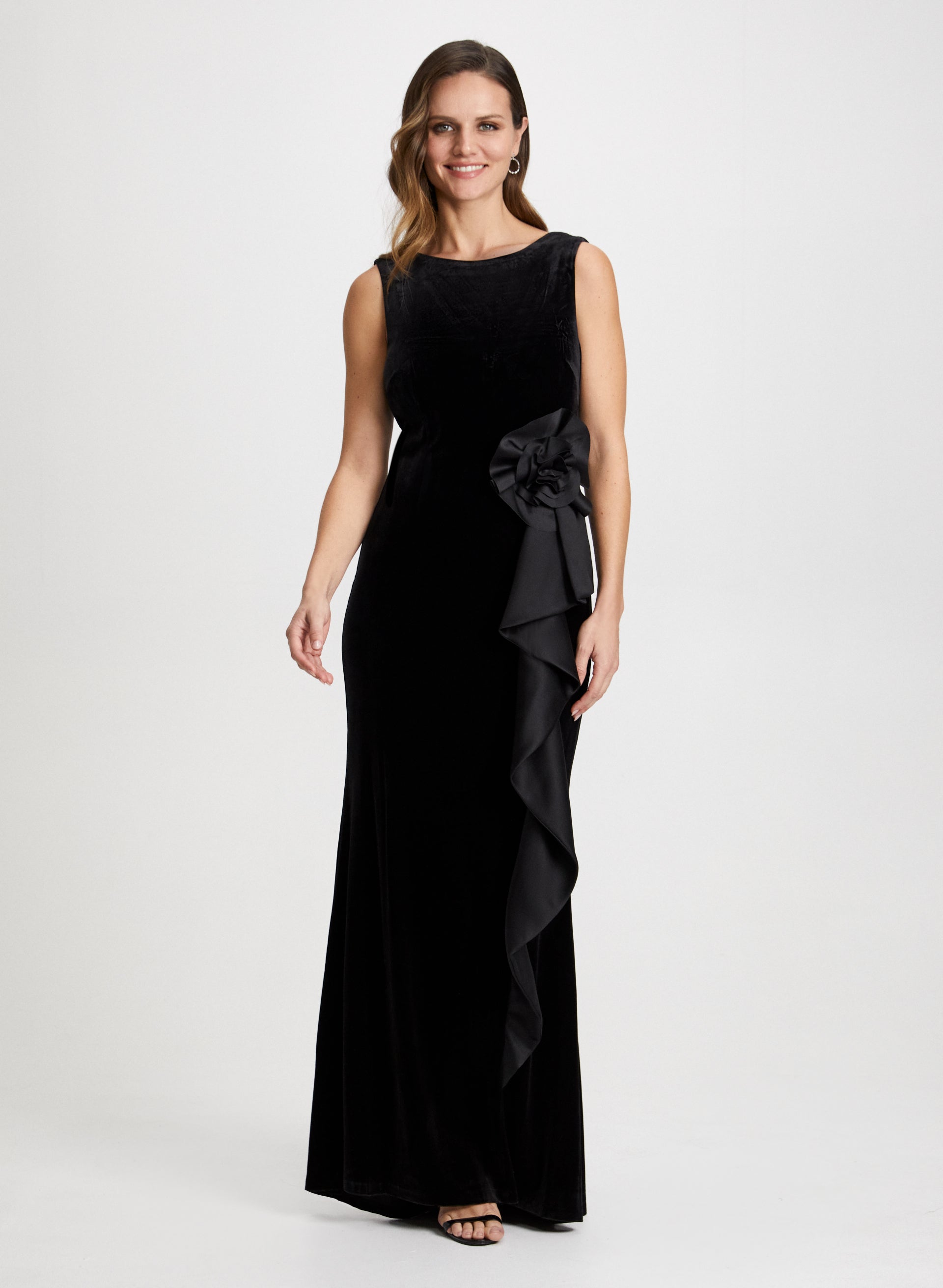 Black Richelieu Velvet Slip Dress